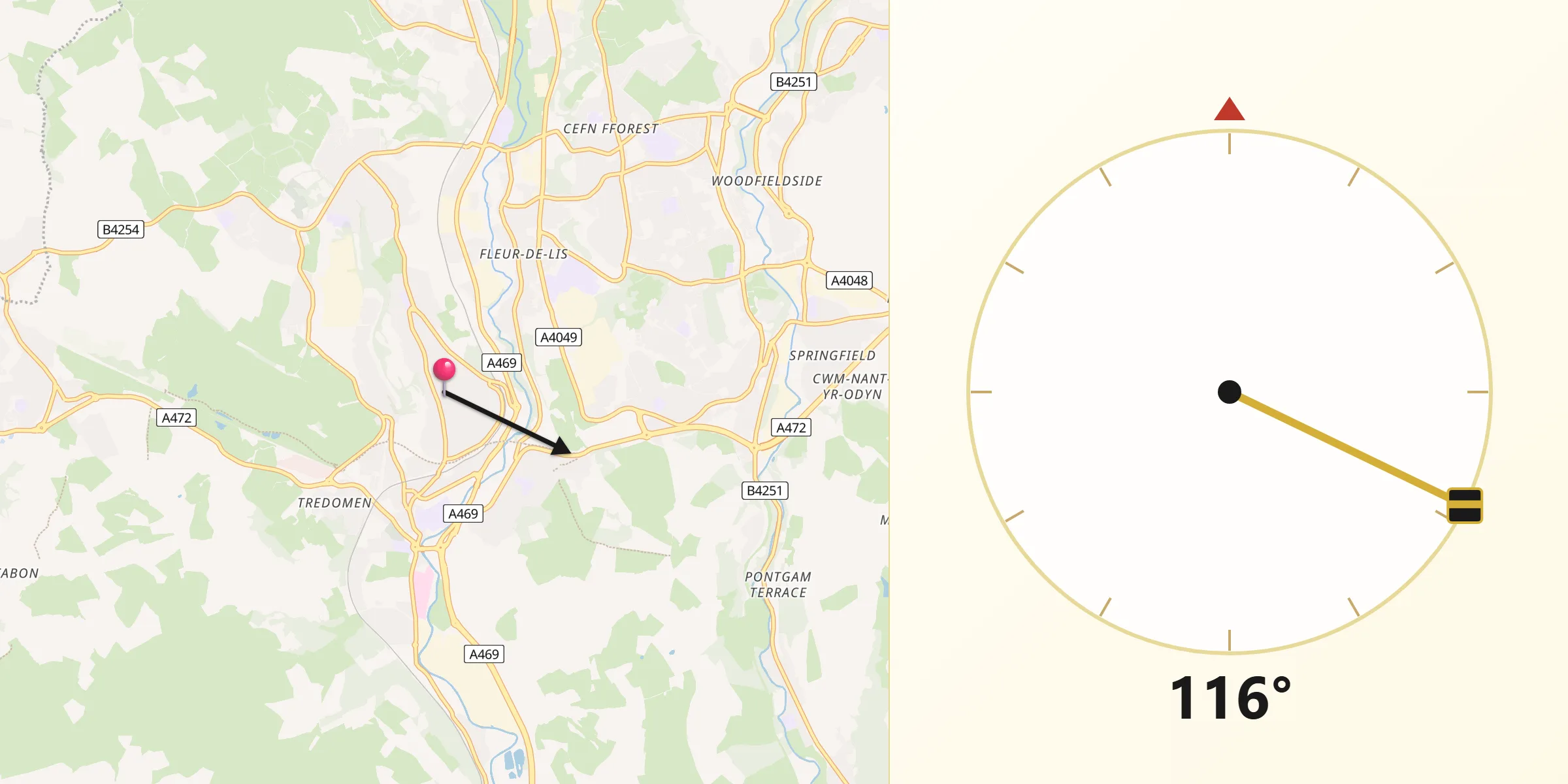 Qibla Direction from Hengoed