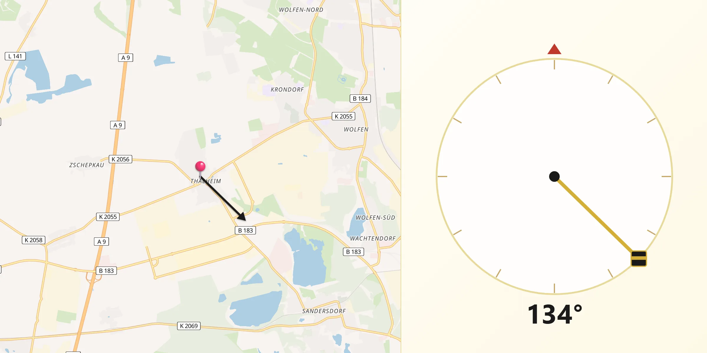 Qibla-Richtung von Thalheim/Erzgeb.