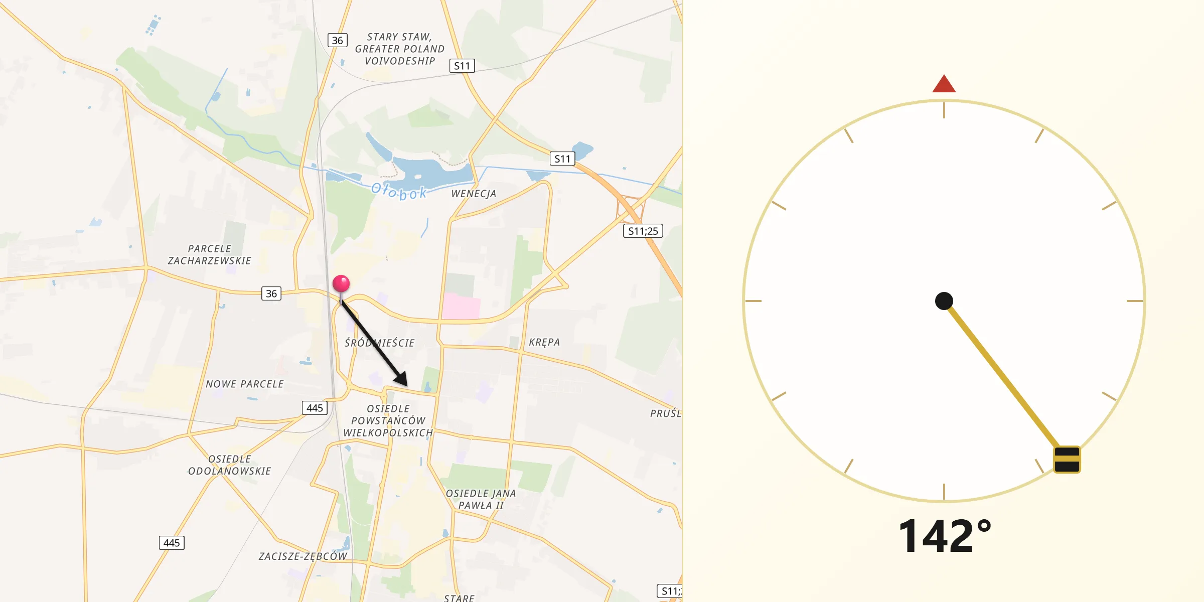 Kierunek Qibla z Ostrów Wielkopolski