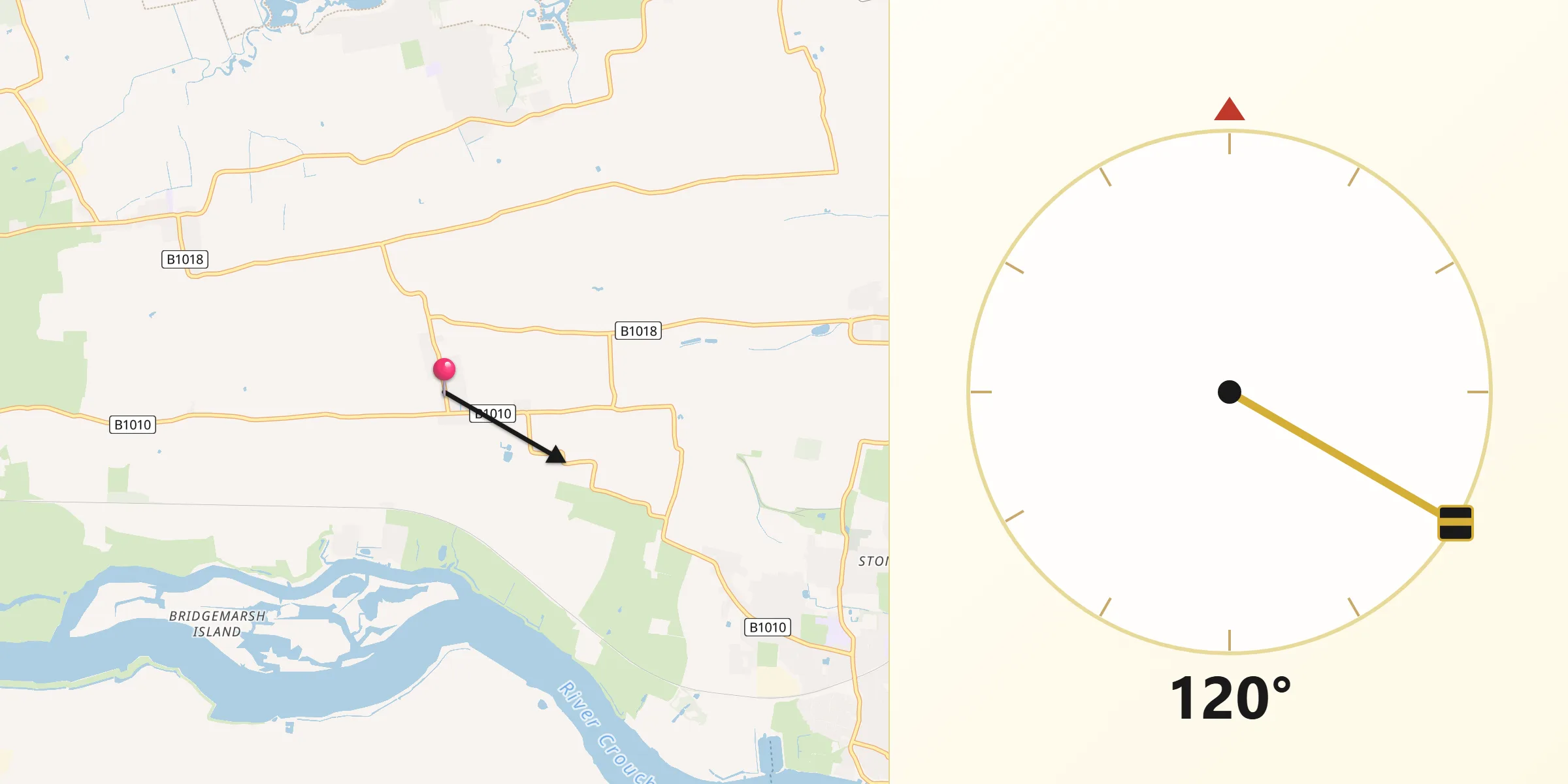Qibla Direction from Althorne