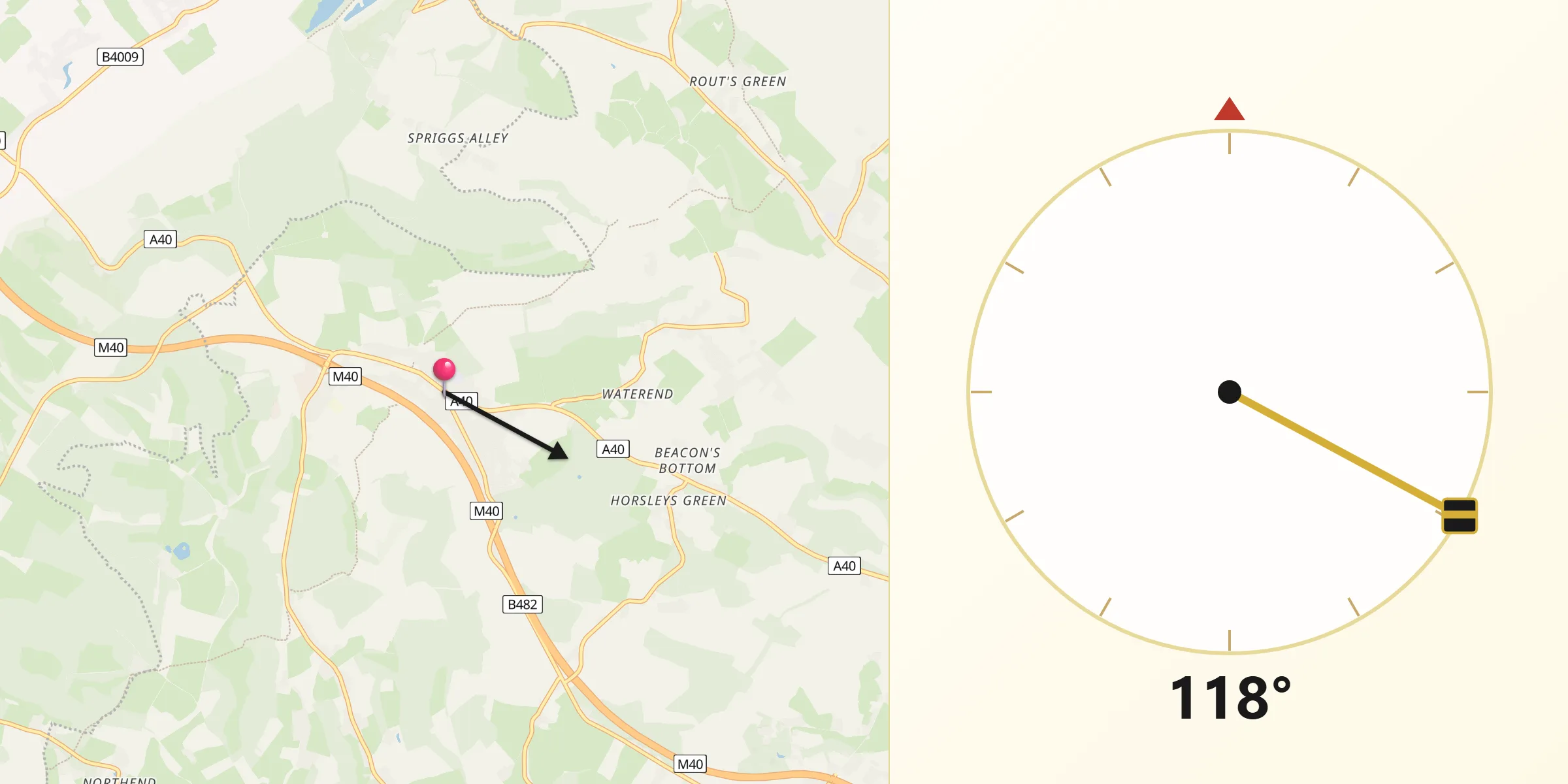 Qibla Direction from Stokenchurch