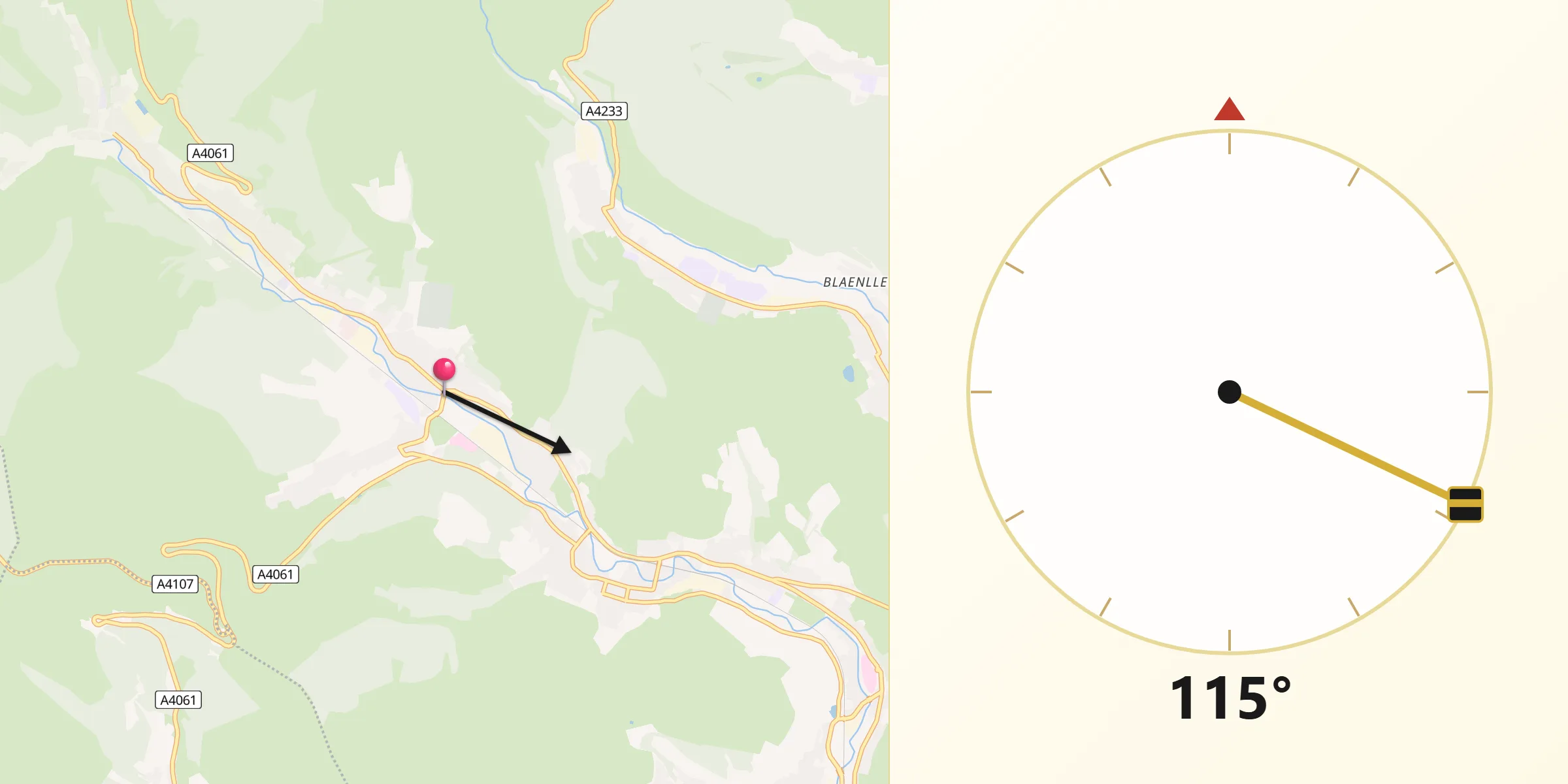 Qibla Direction from Treorchy