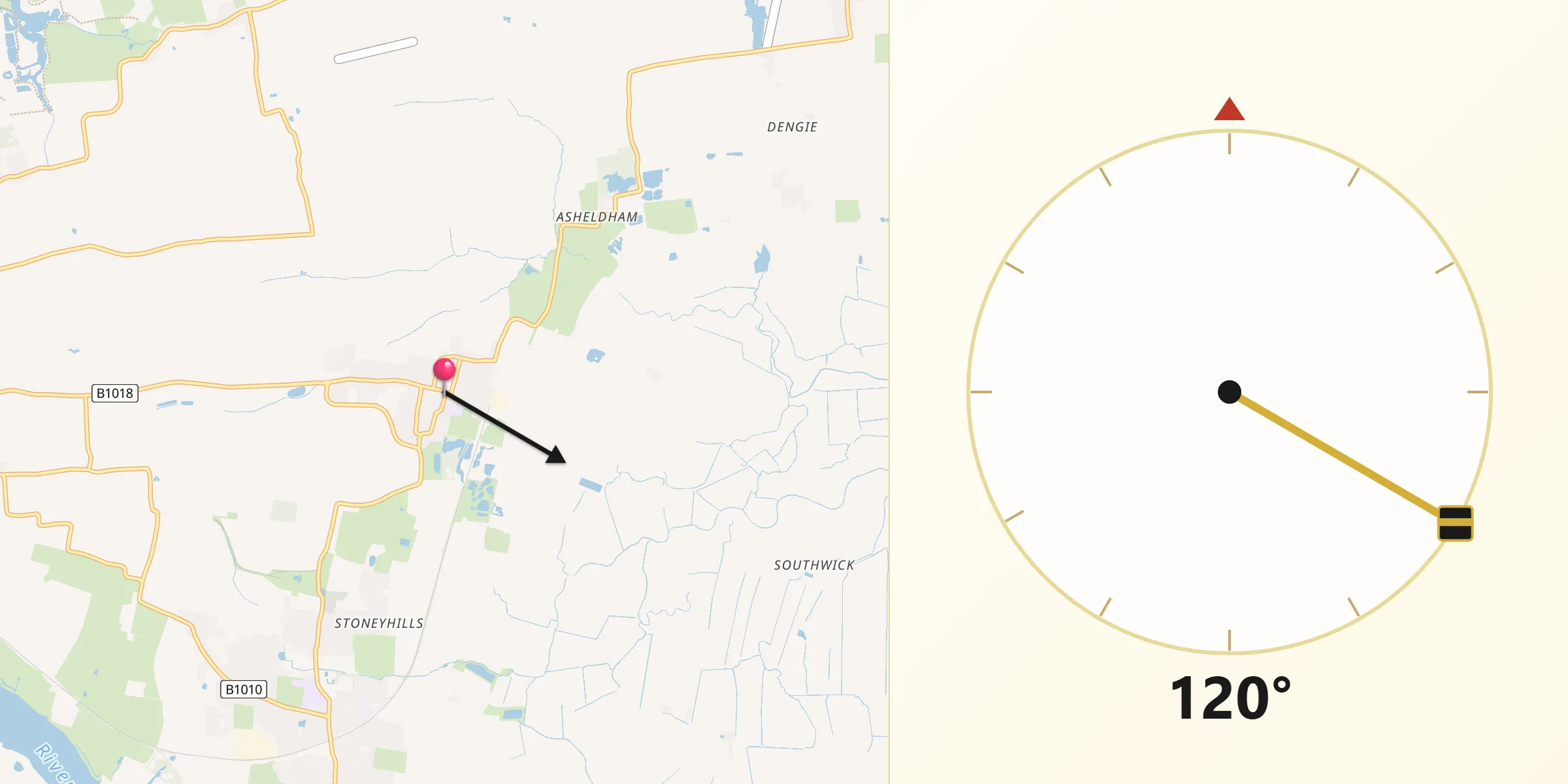 Qibla Direction from Southminster