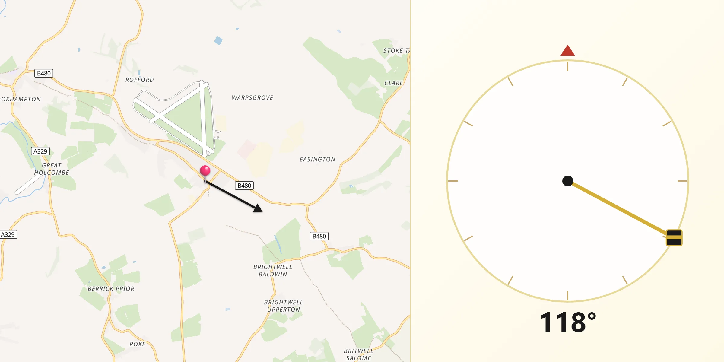 Qibla Direction from Chalgrove