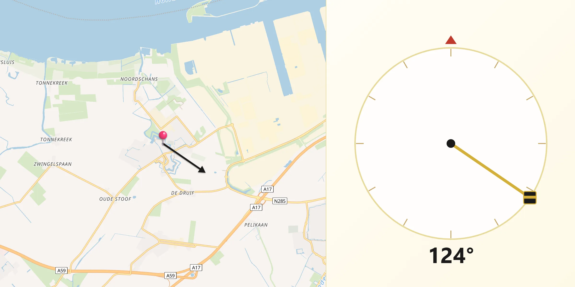 Qibla Richting vanaf Klundert