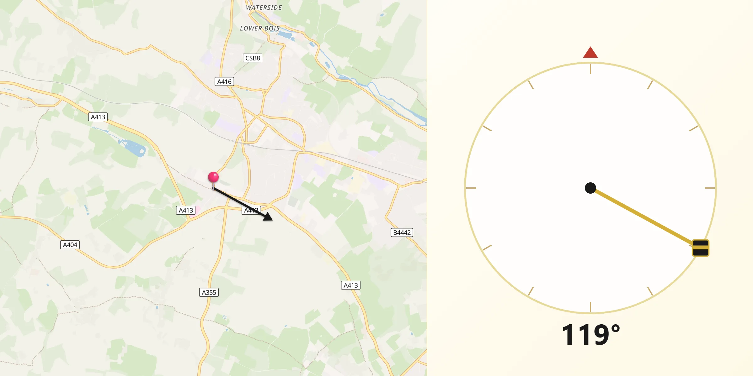 Qibla Direction from Amersham