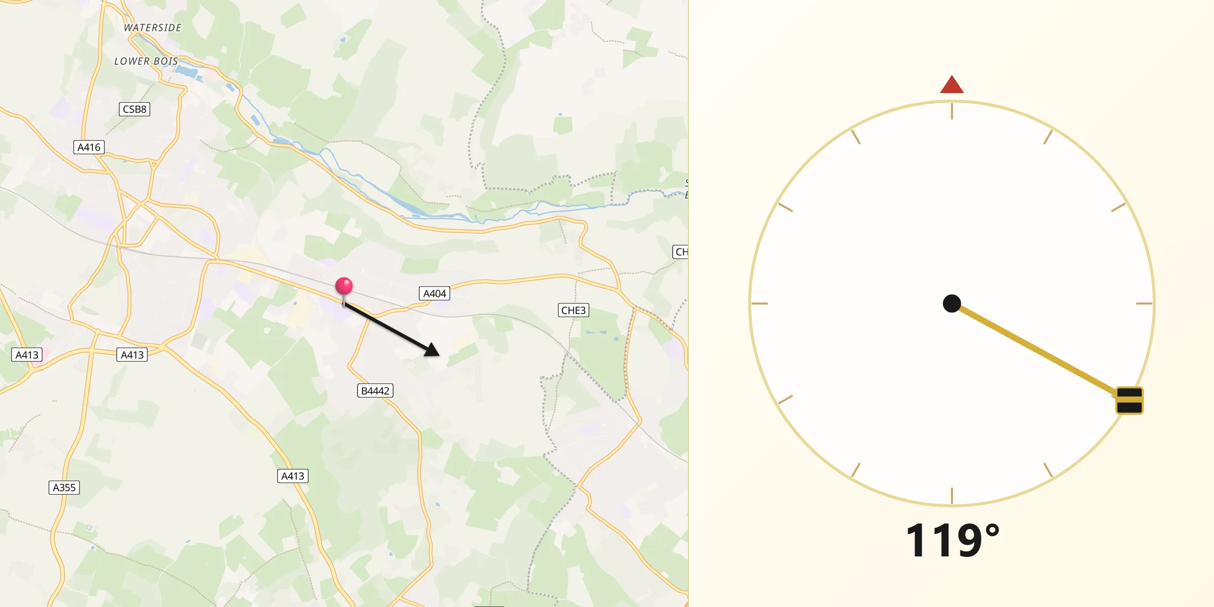 Qibla Direction from Little Chalfont