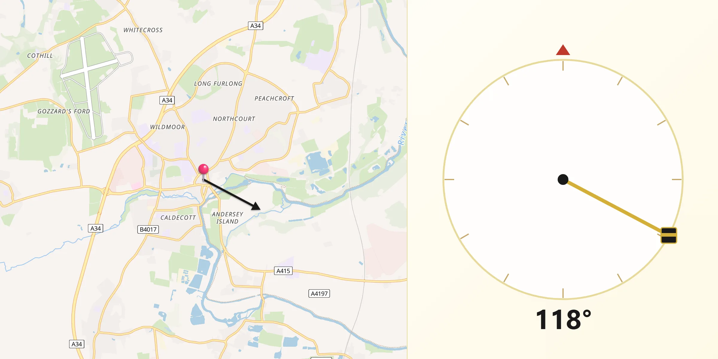 Qibla Direction from Abingdon