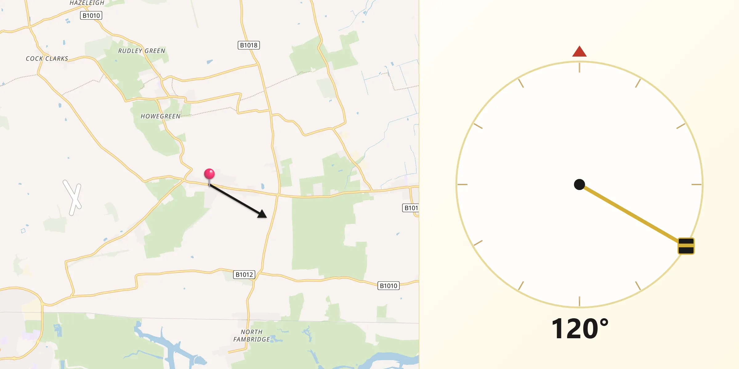 Qibla Direction from Cold Norton