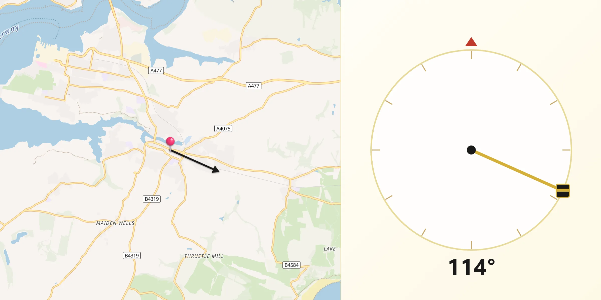 Qibla Direction from Pembroke