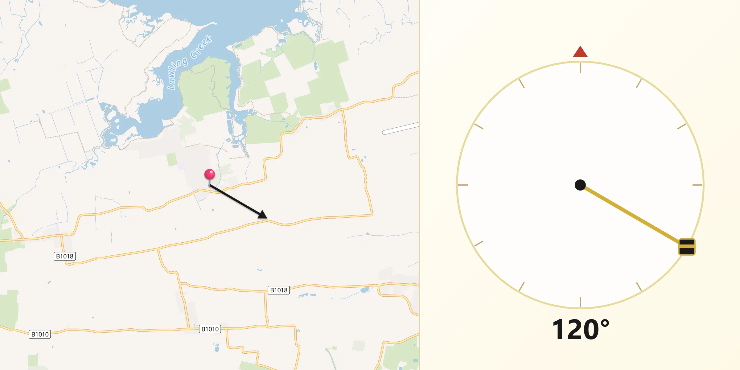 Qibla Direction from Mayland