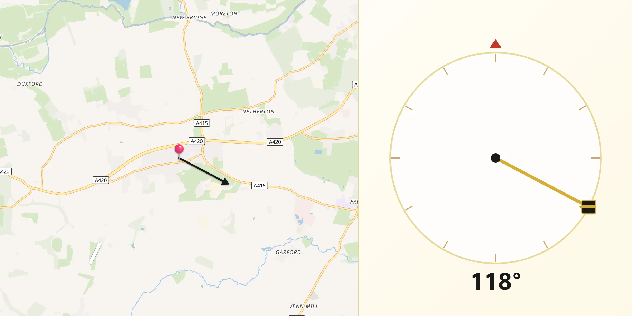 Qibla Direction from Kingston Bagpuize