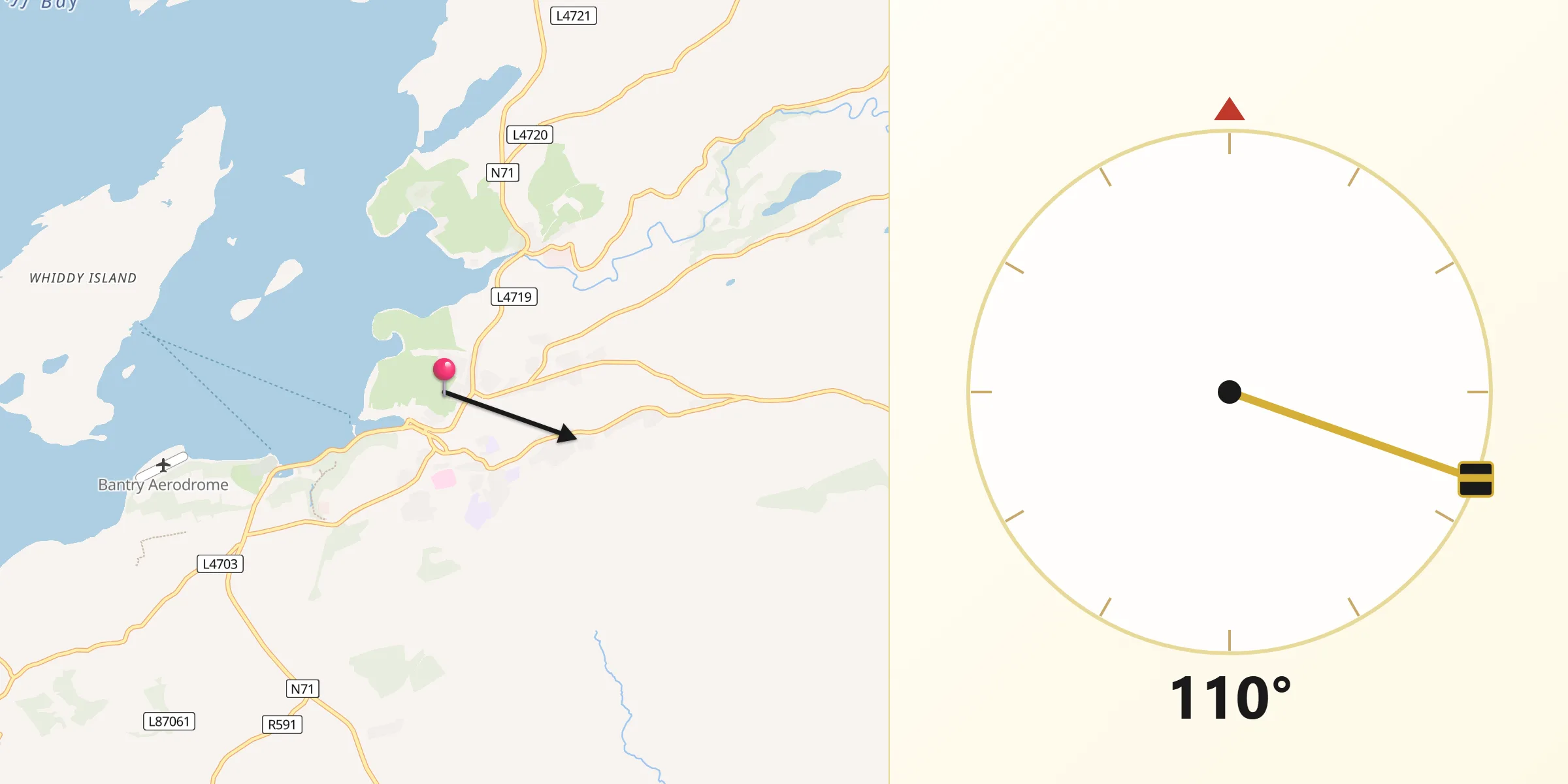 Qibla Direction from Bantry