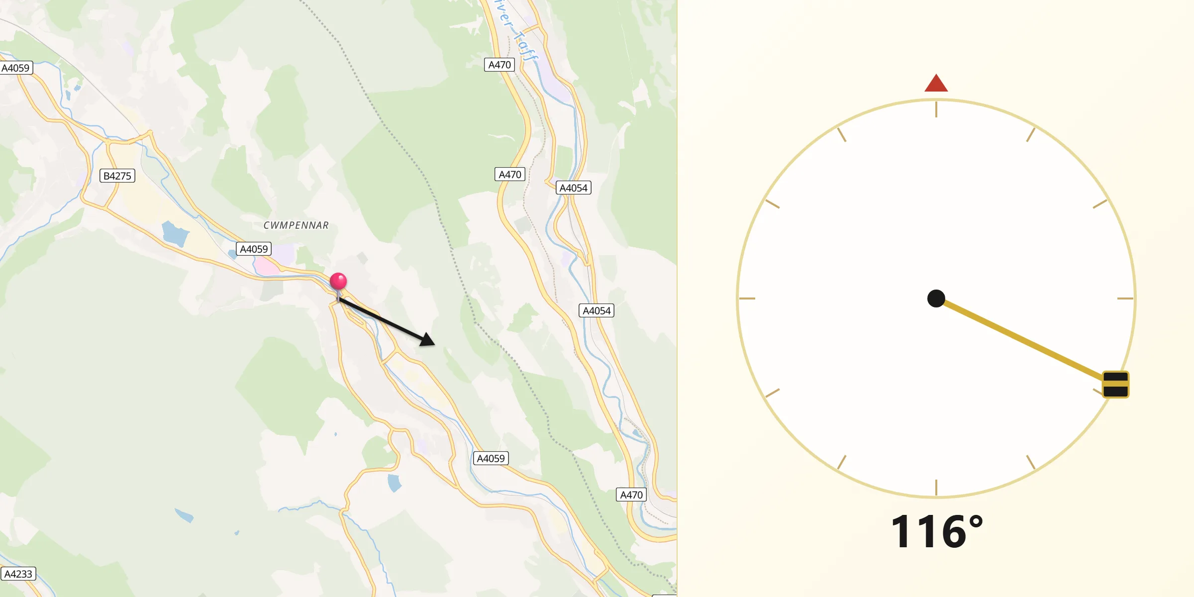 Qibla Direction from Mountain Ash
