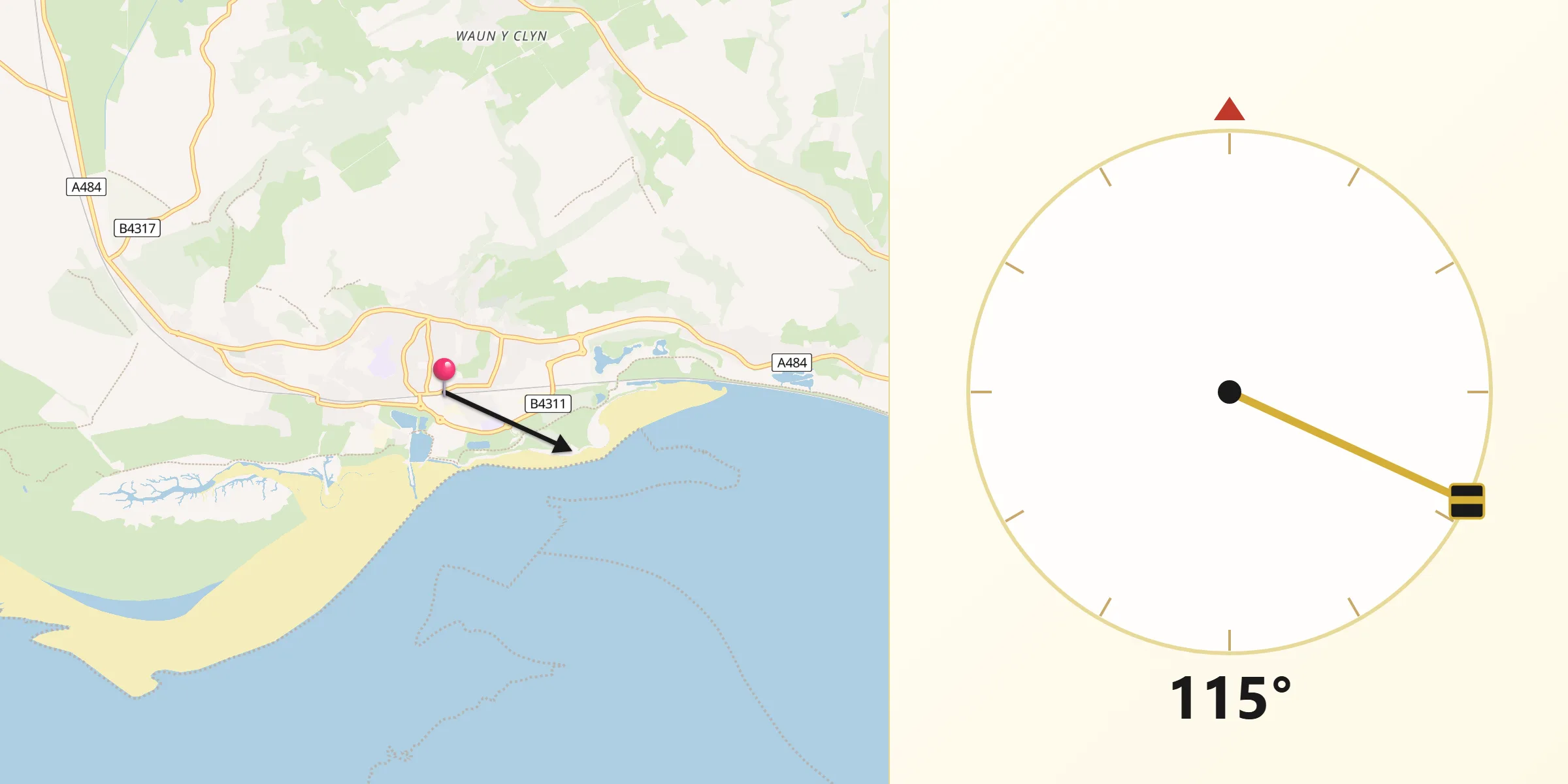 Qibla Direction from Burry Port