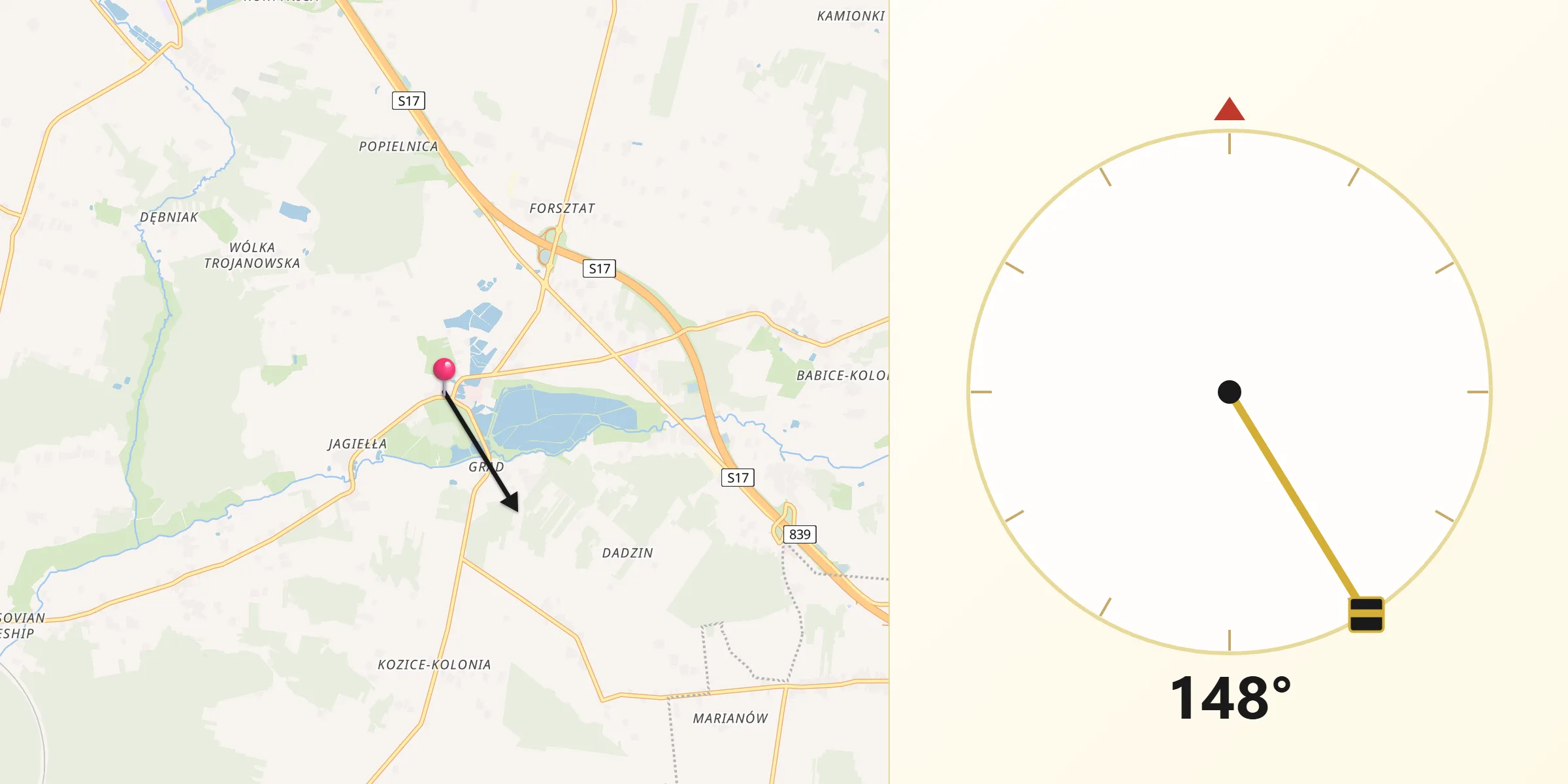 Kierunek Qibla z Trojanów