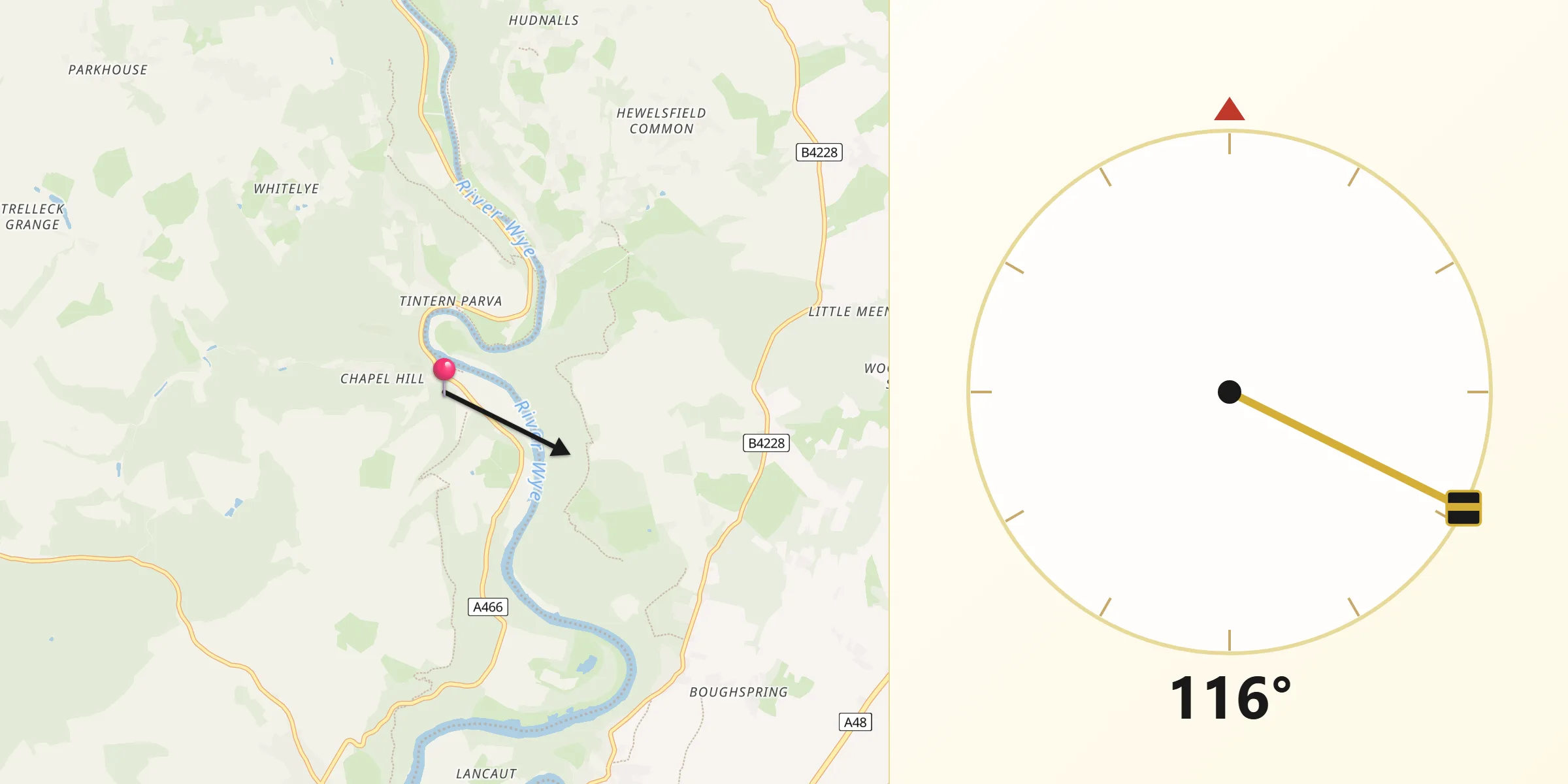 Qibla Direction from Tintern