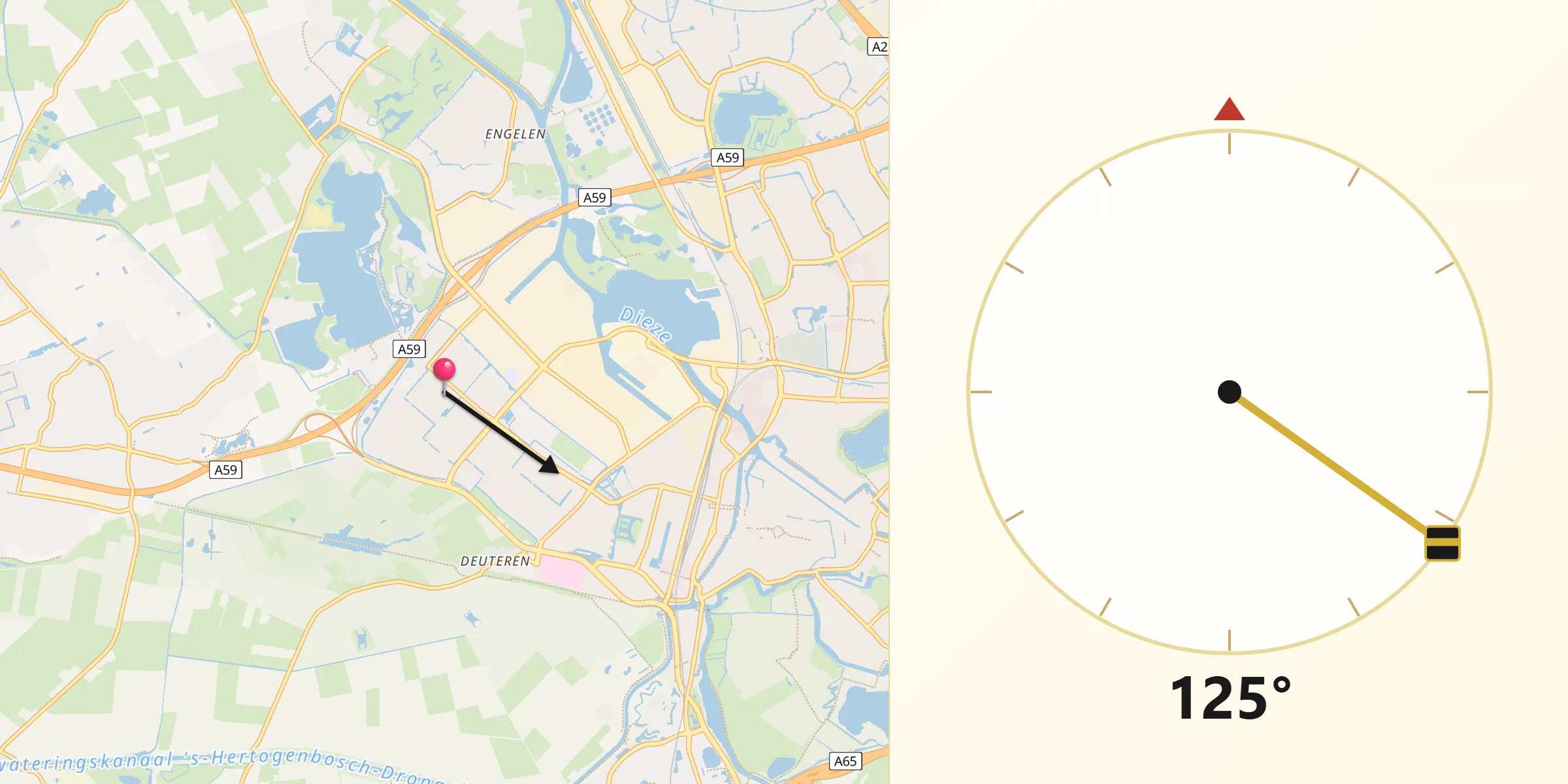 Qibla Richting vanaf De Kruiskamp