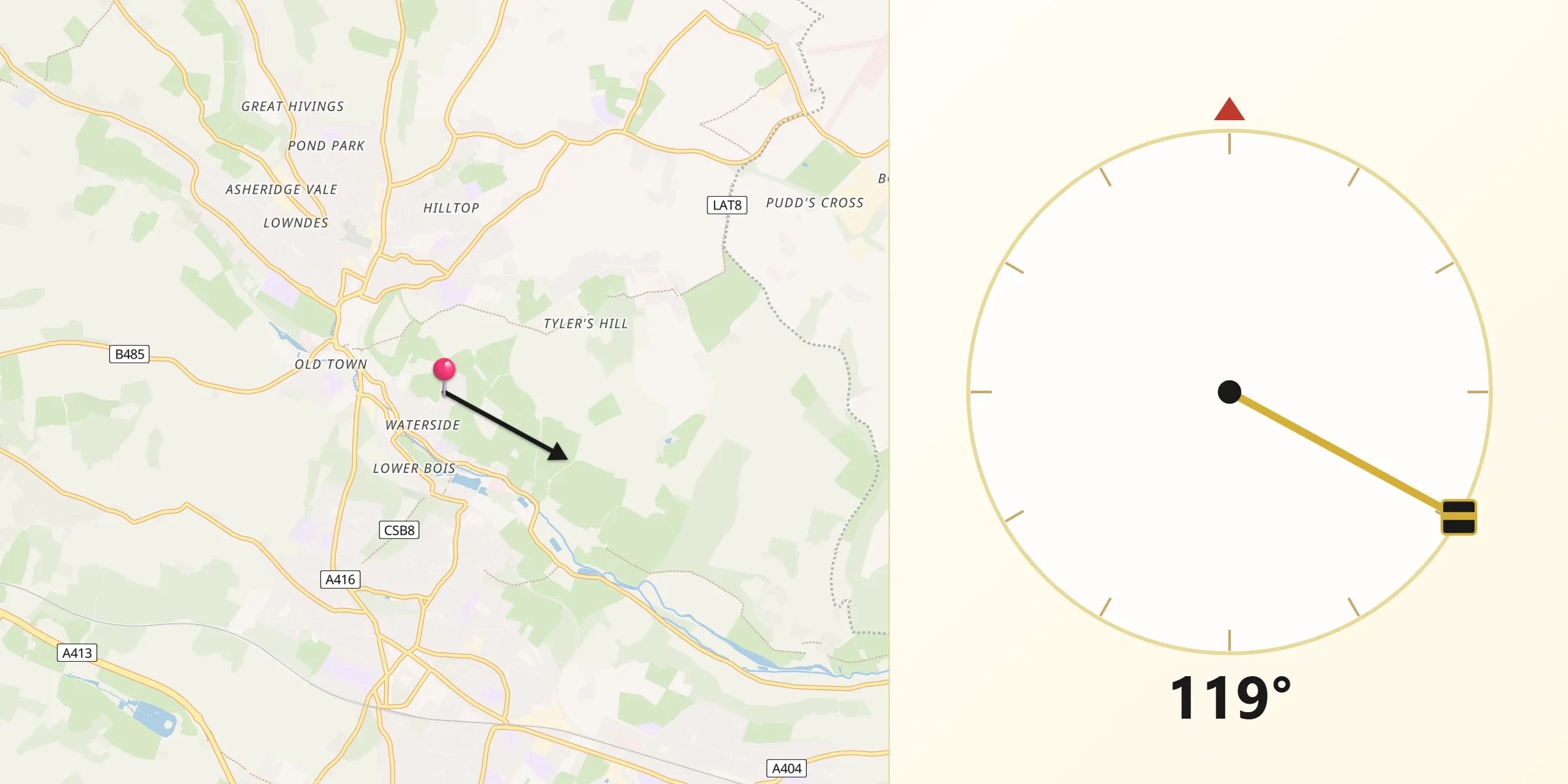 Qibla Direction from Chesham