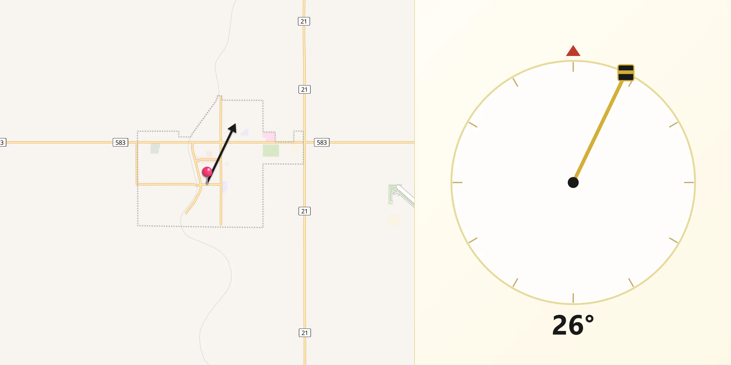Qibla Direction from Three Hills