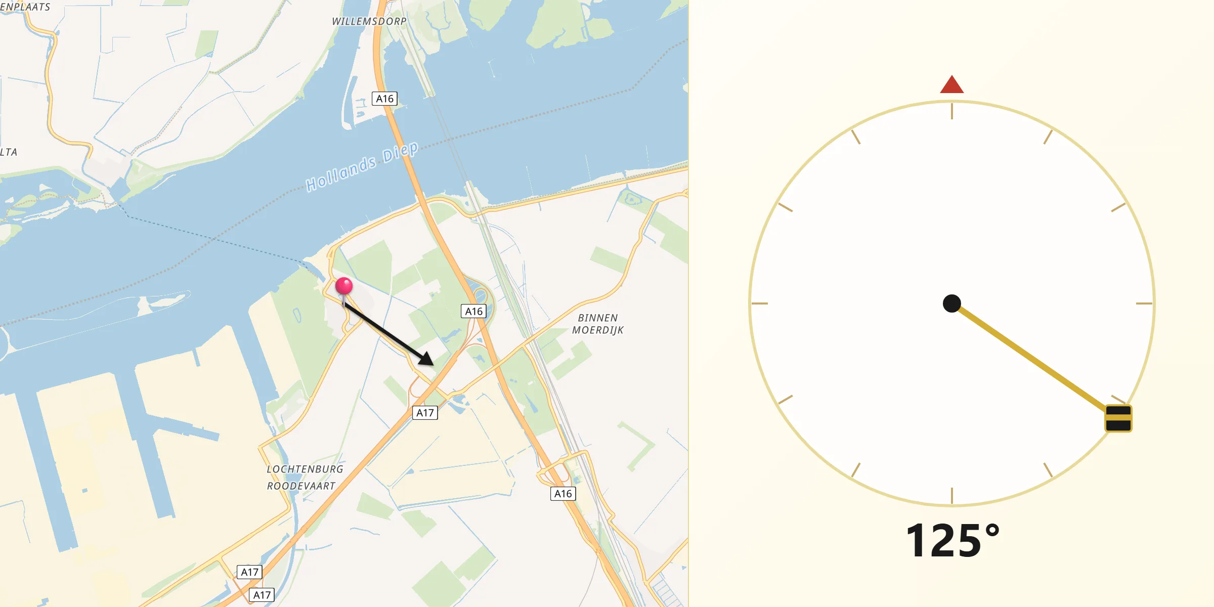 Qibla Richting vanaf Moerdijk