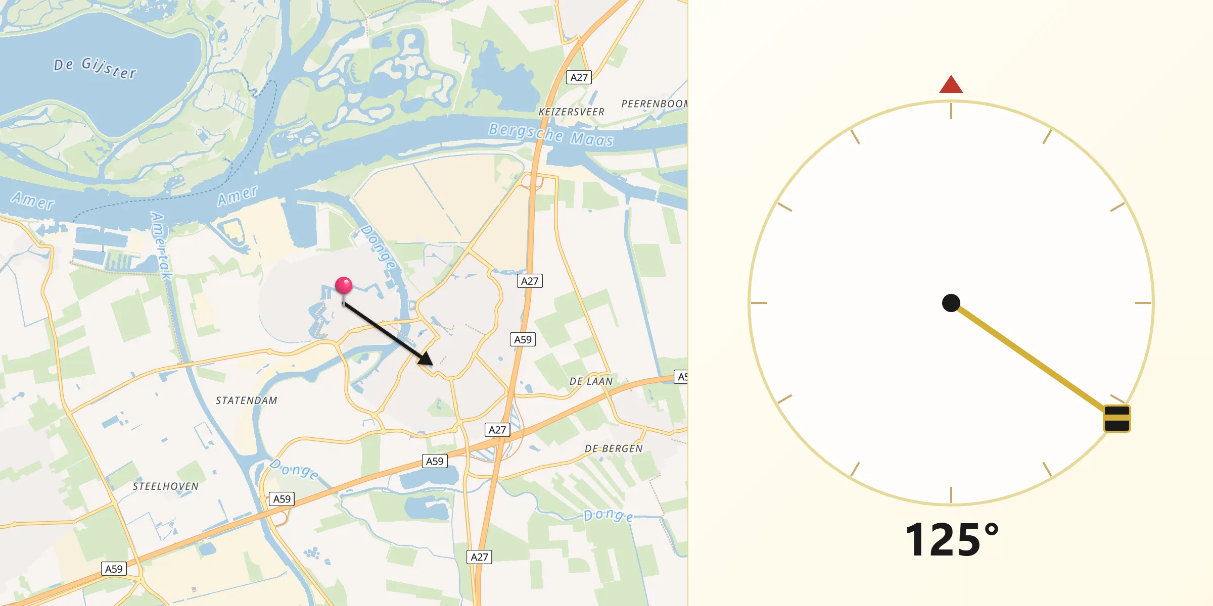 Qibla Richting vanaf Geertruidenberg