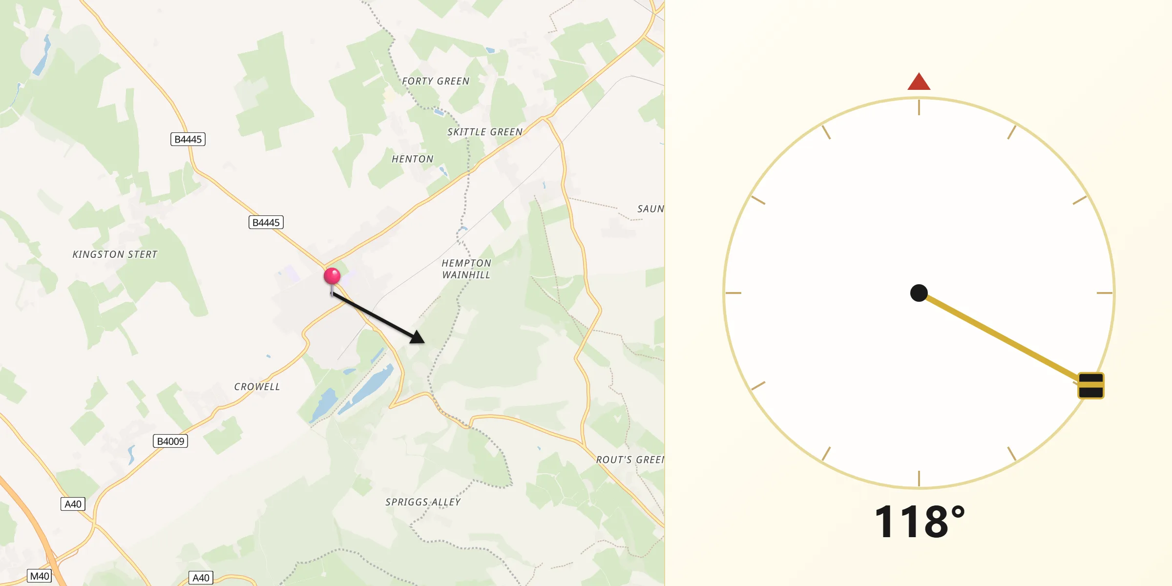 Qibla Direction from Chinnor