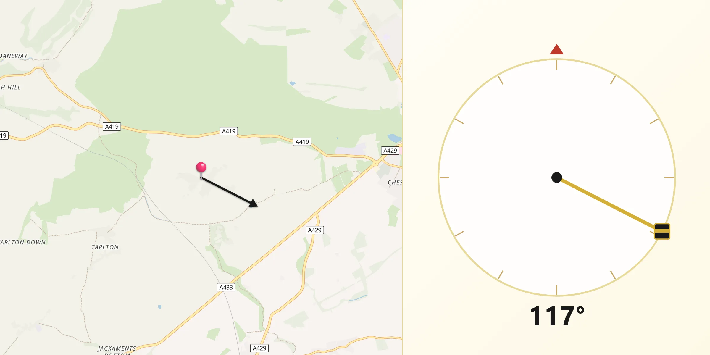 Qibla Direction from Coates