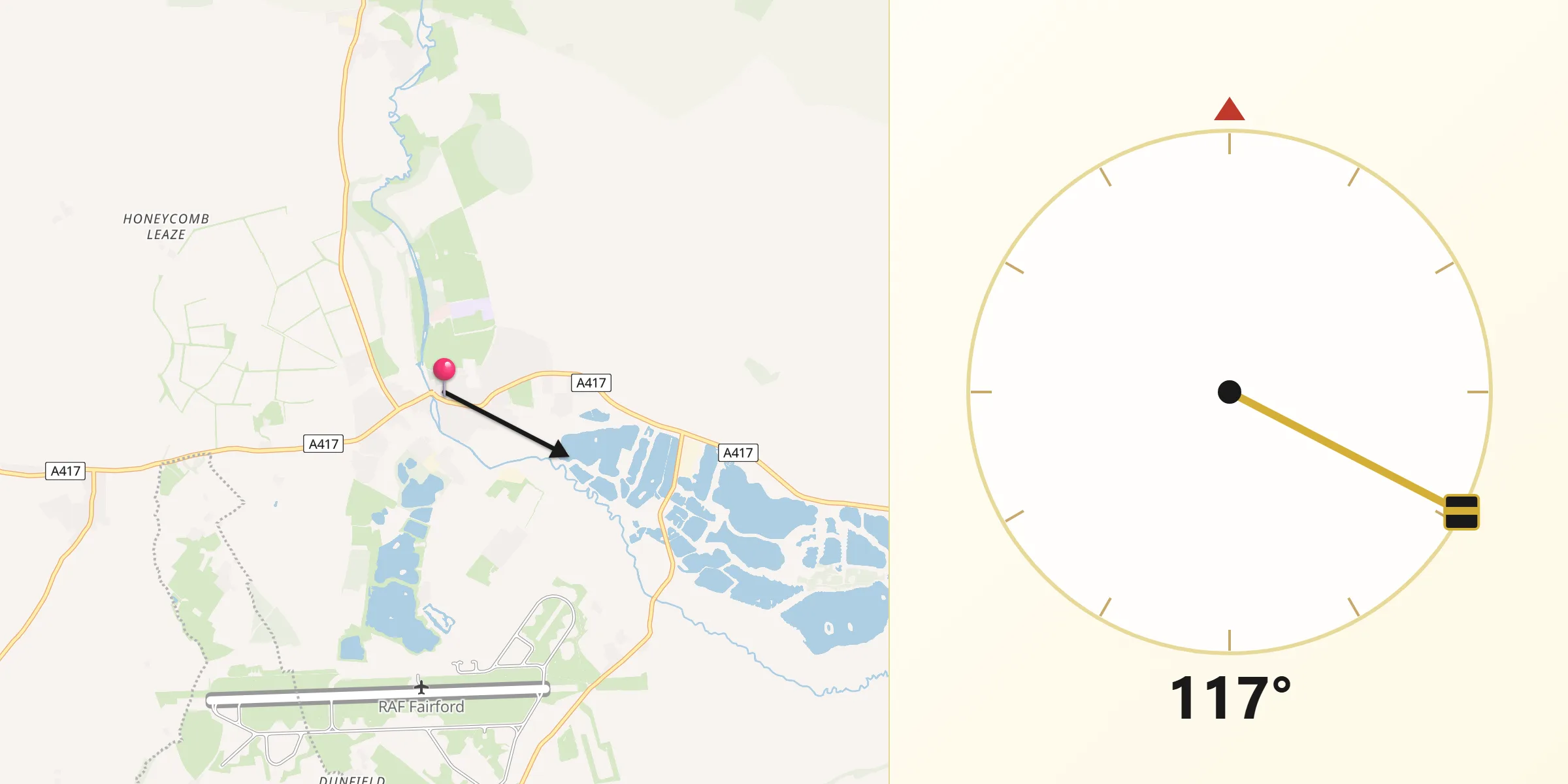 Qibla Direction from Fairford