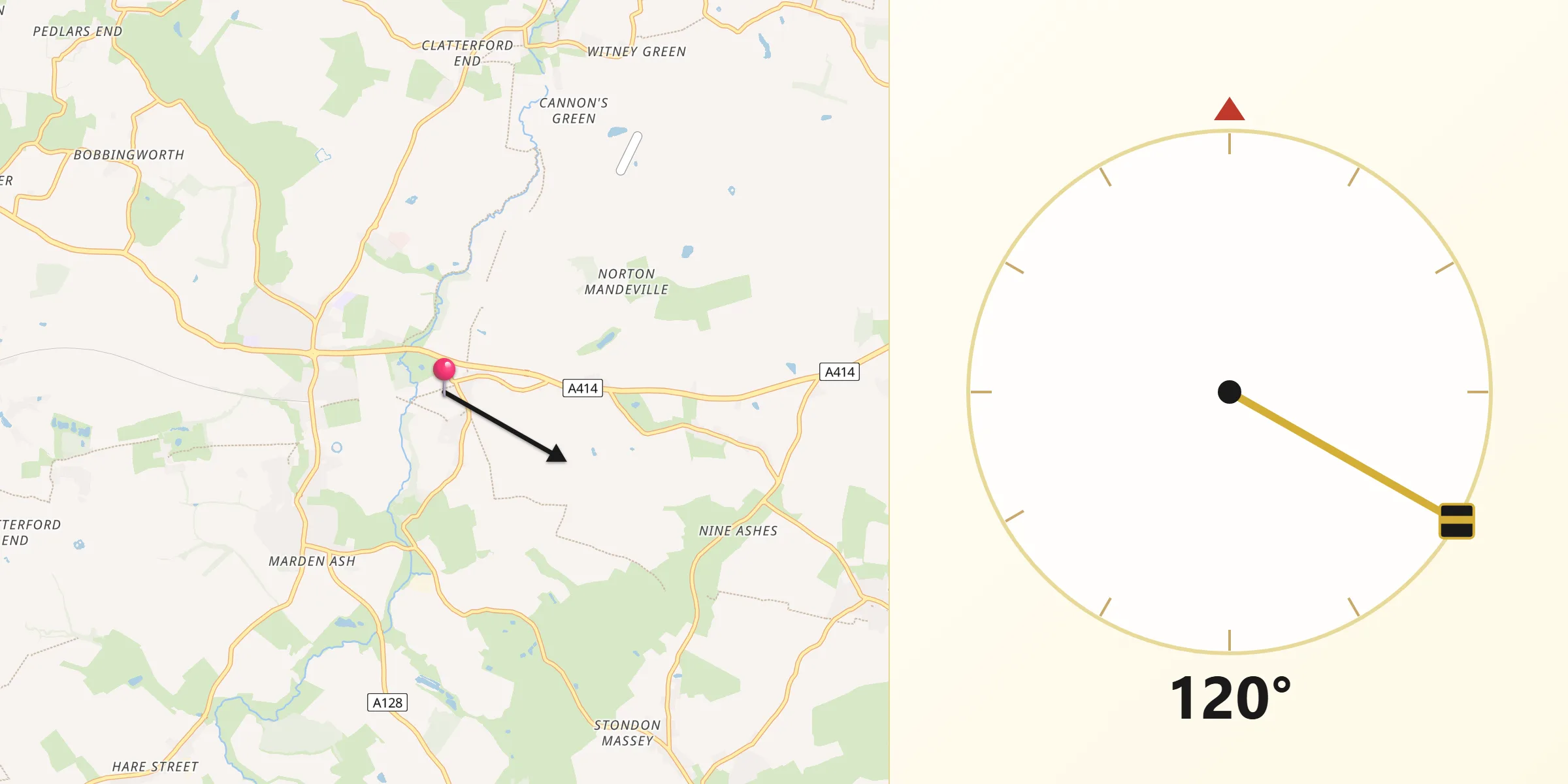 Qibla Direction from High Ongar