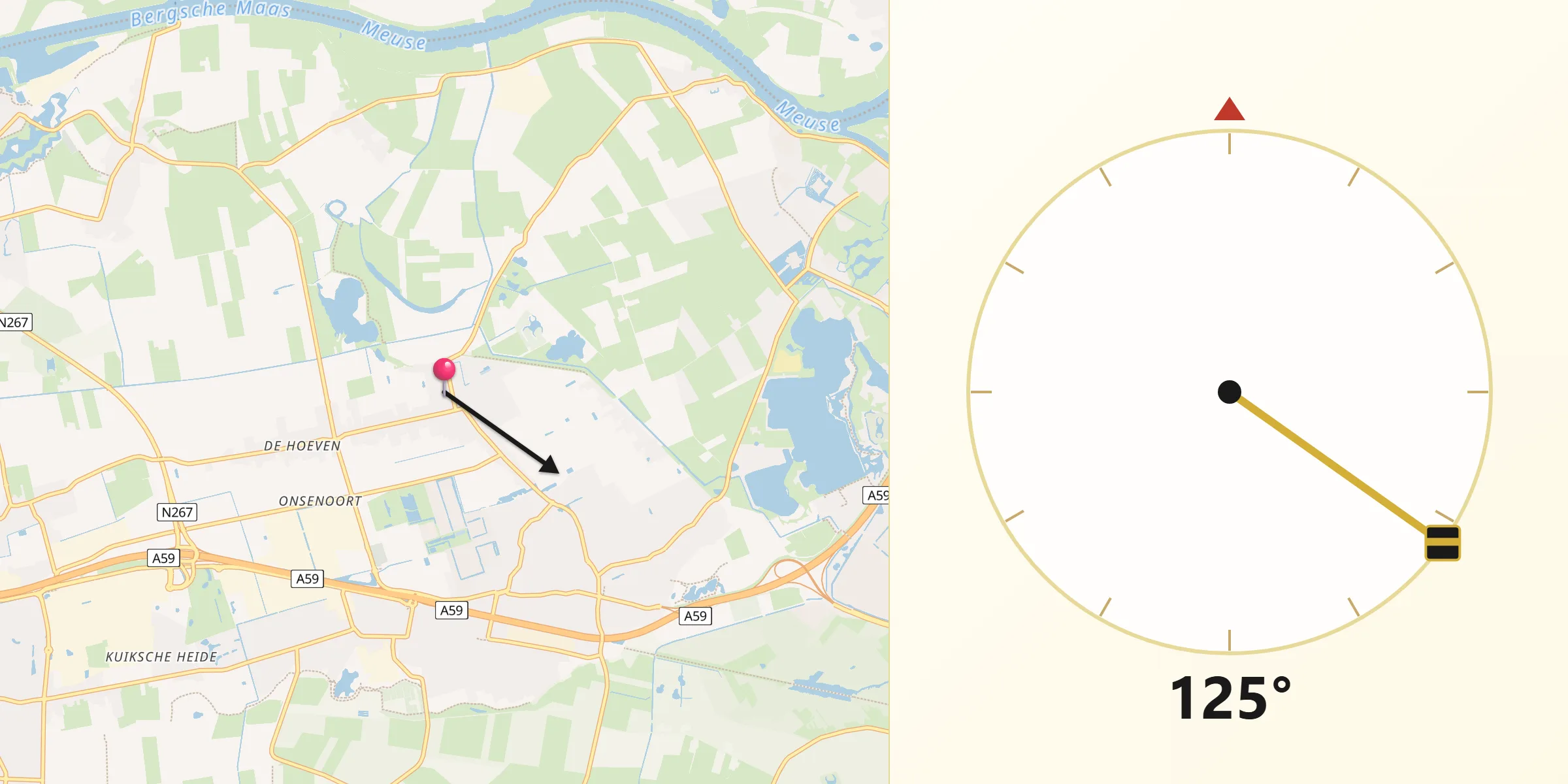 Qibla Richting vanaf Haarsteeg