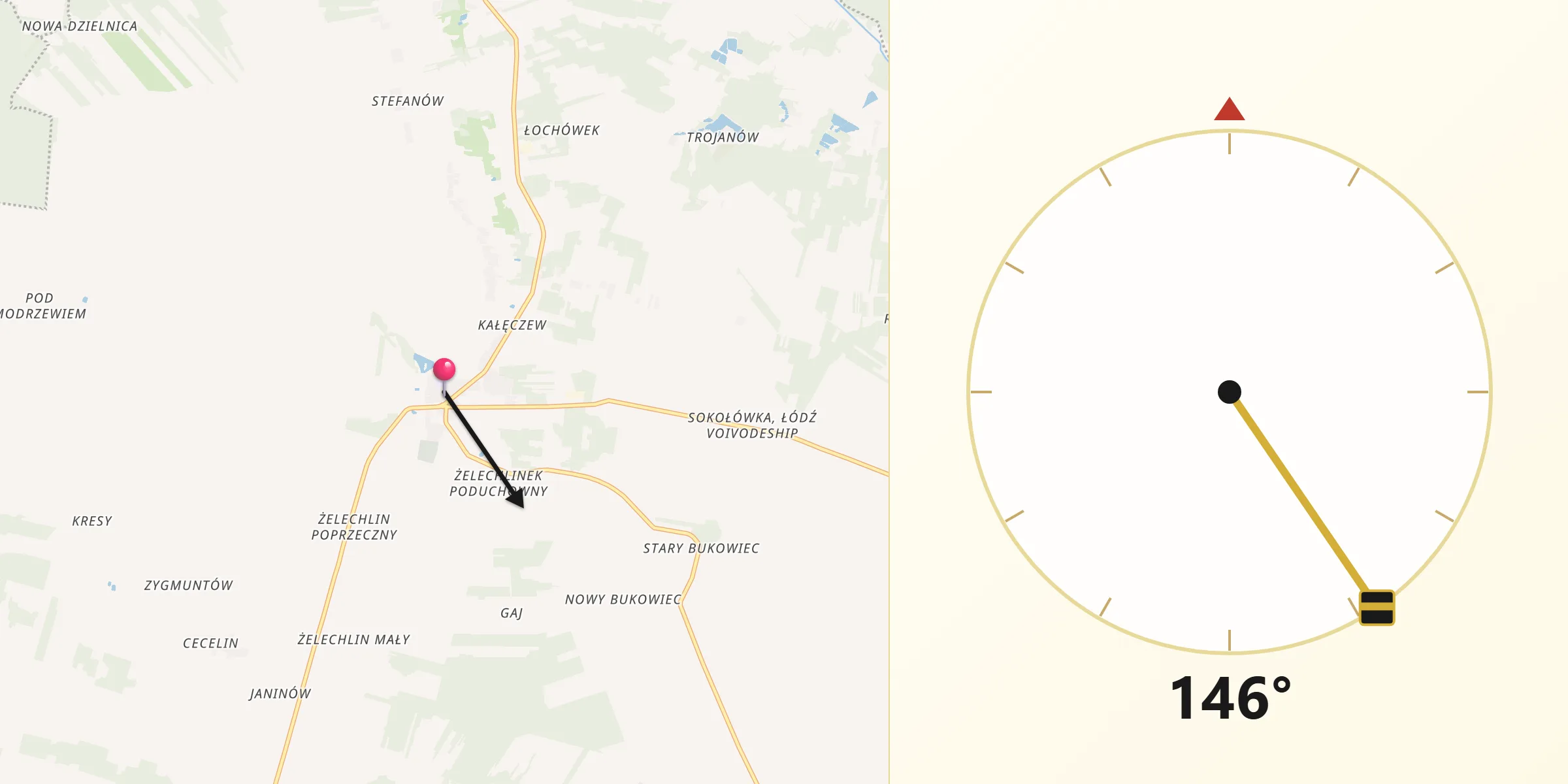 Kierunek Qibla z Żelechlinek