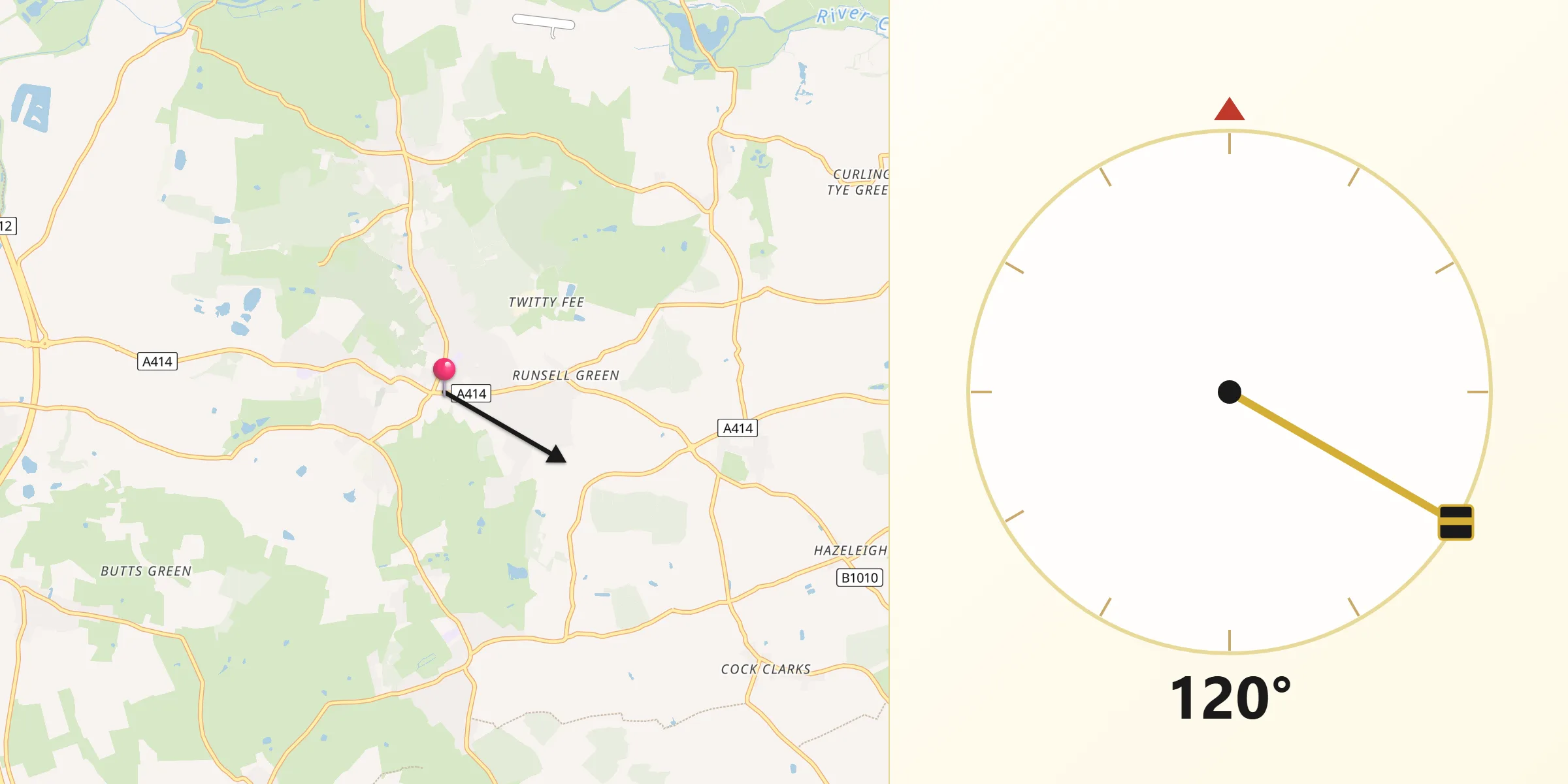 Qibla Direction from Danbury