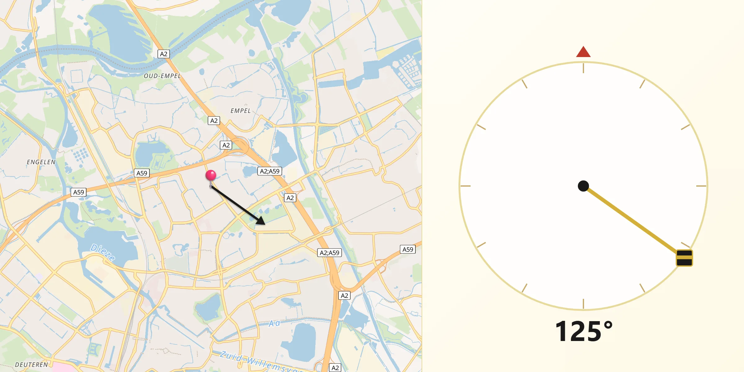 Qibla Richting vanaf De Rompert