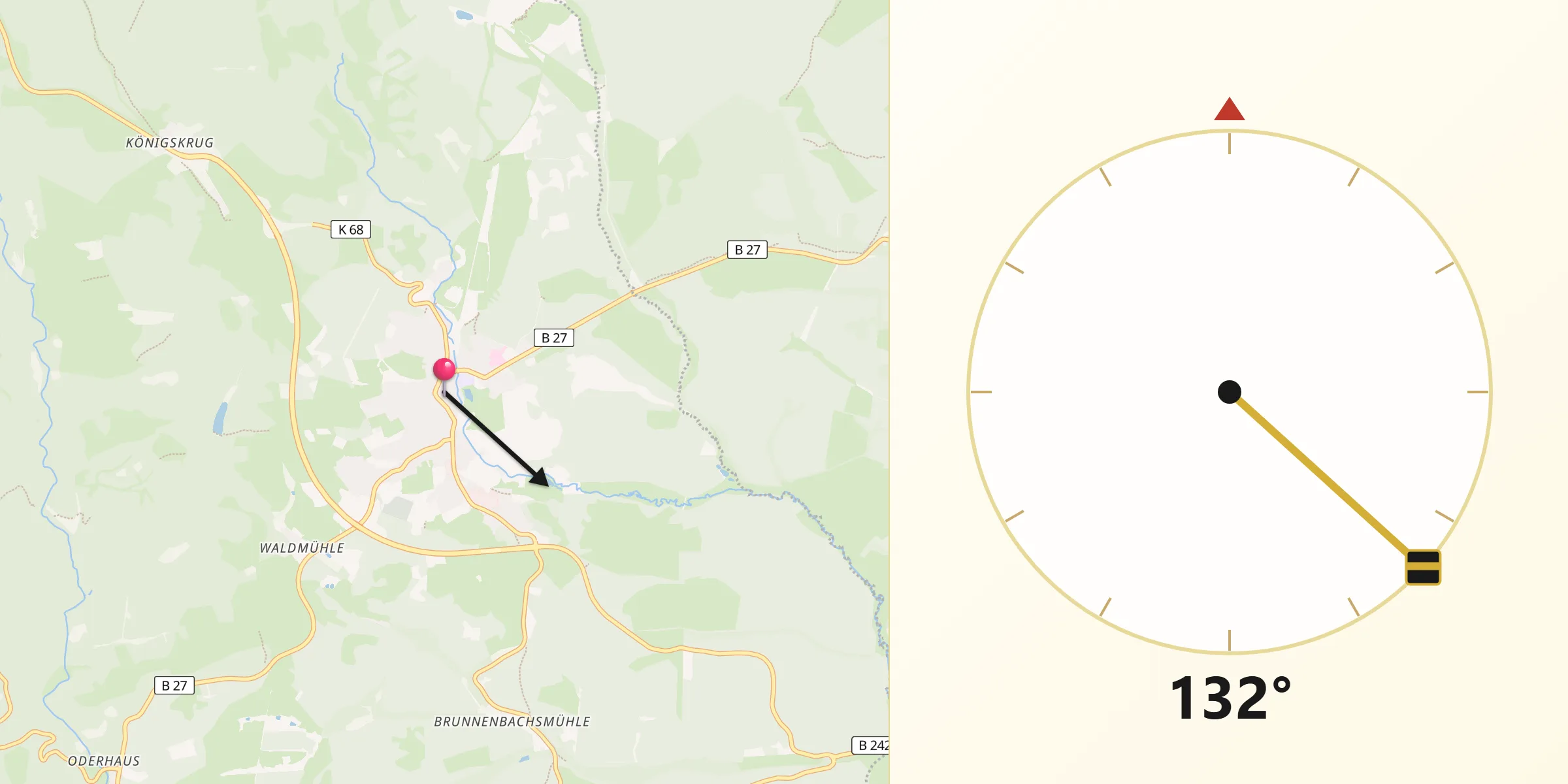 Qibla-Richtung von Braunlage