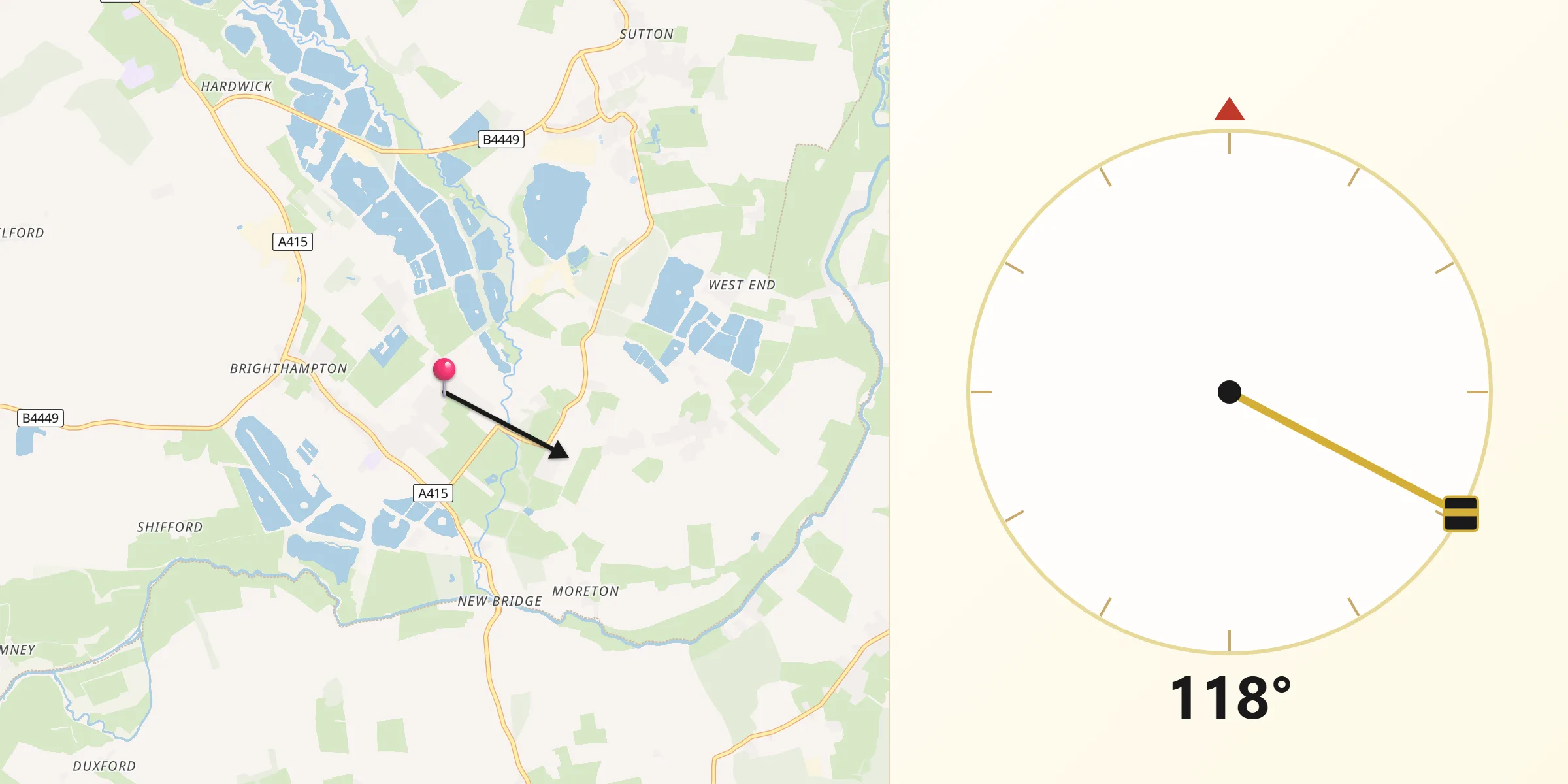Qibla Direction from Standlake