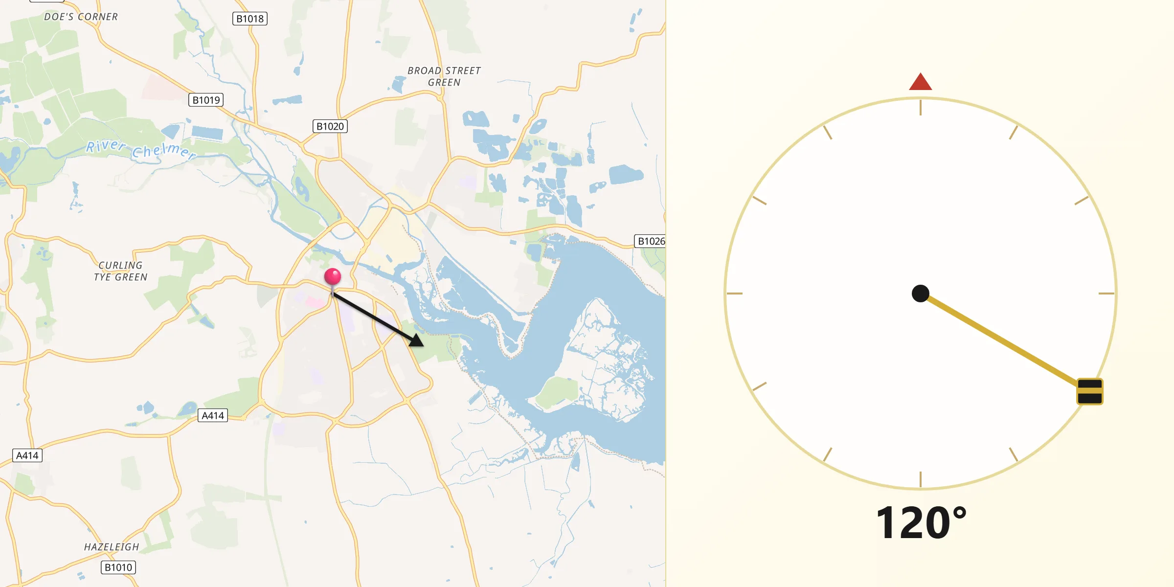 Qibla Direction from Maldon