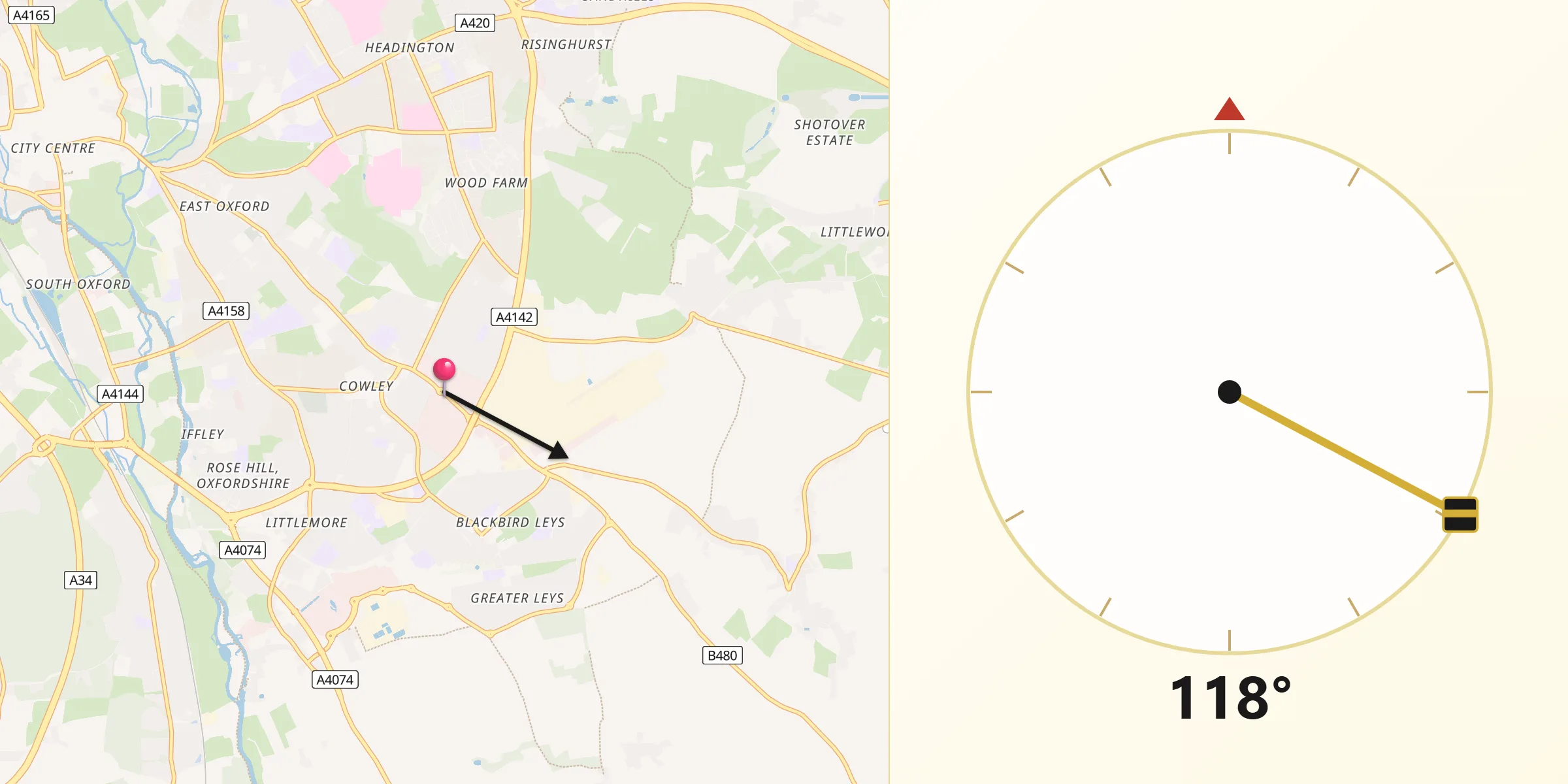 Qibla Direction from Cowley