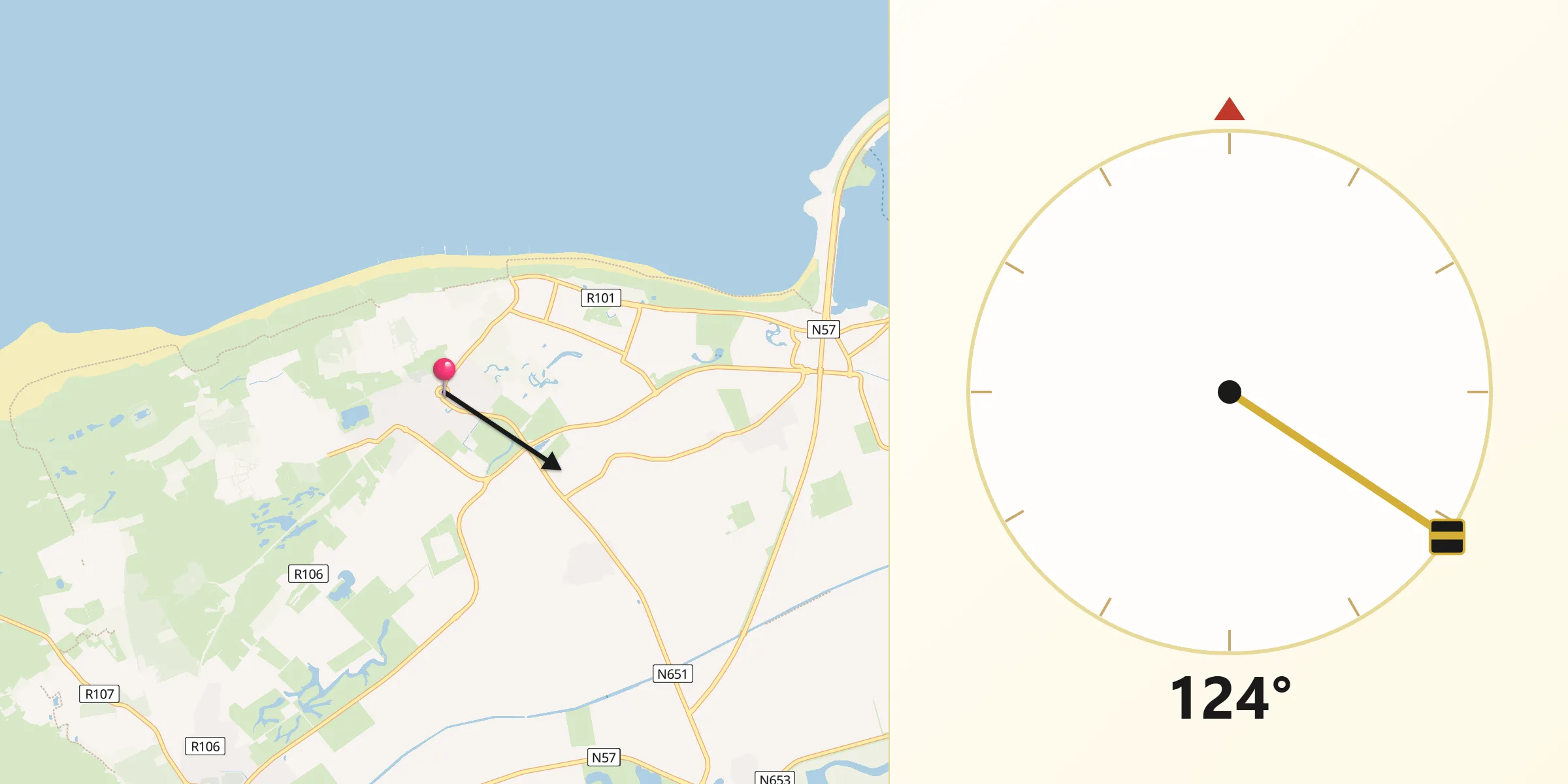 Qibla Richting vanaf Renesse