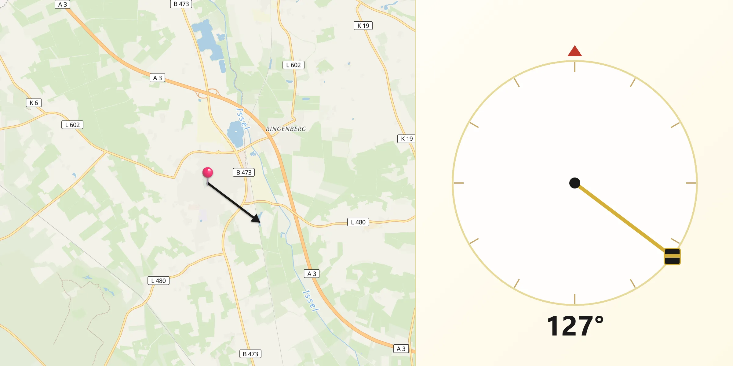 Qibla-Richtung von Hamminkeln