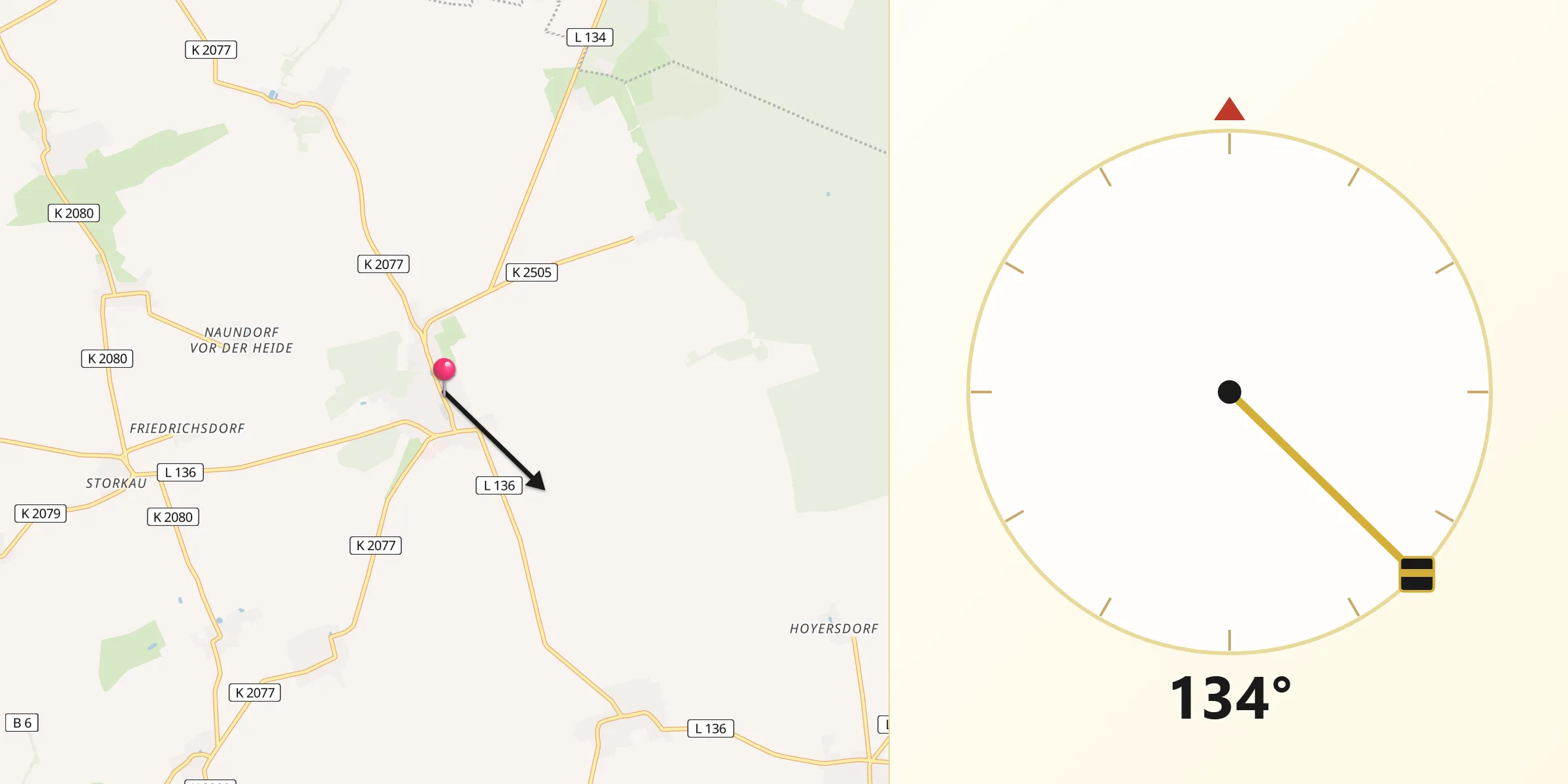 Qibla-Richtung von Quellendorf