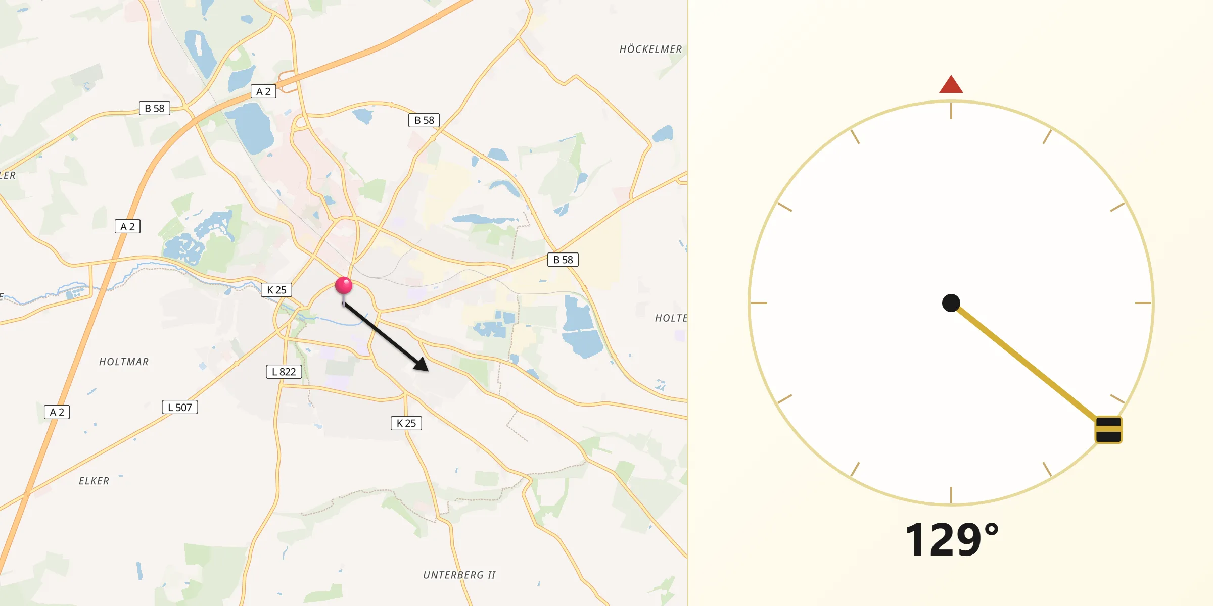 Qibla-Richtung von Beckum