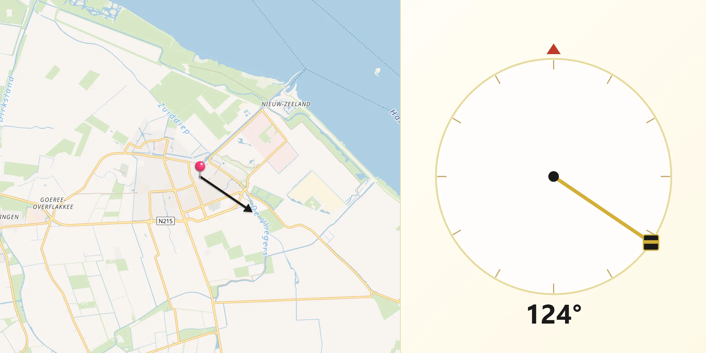 Qibla Richting vanaf Middelharnis