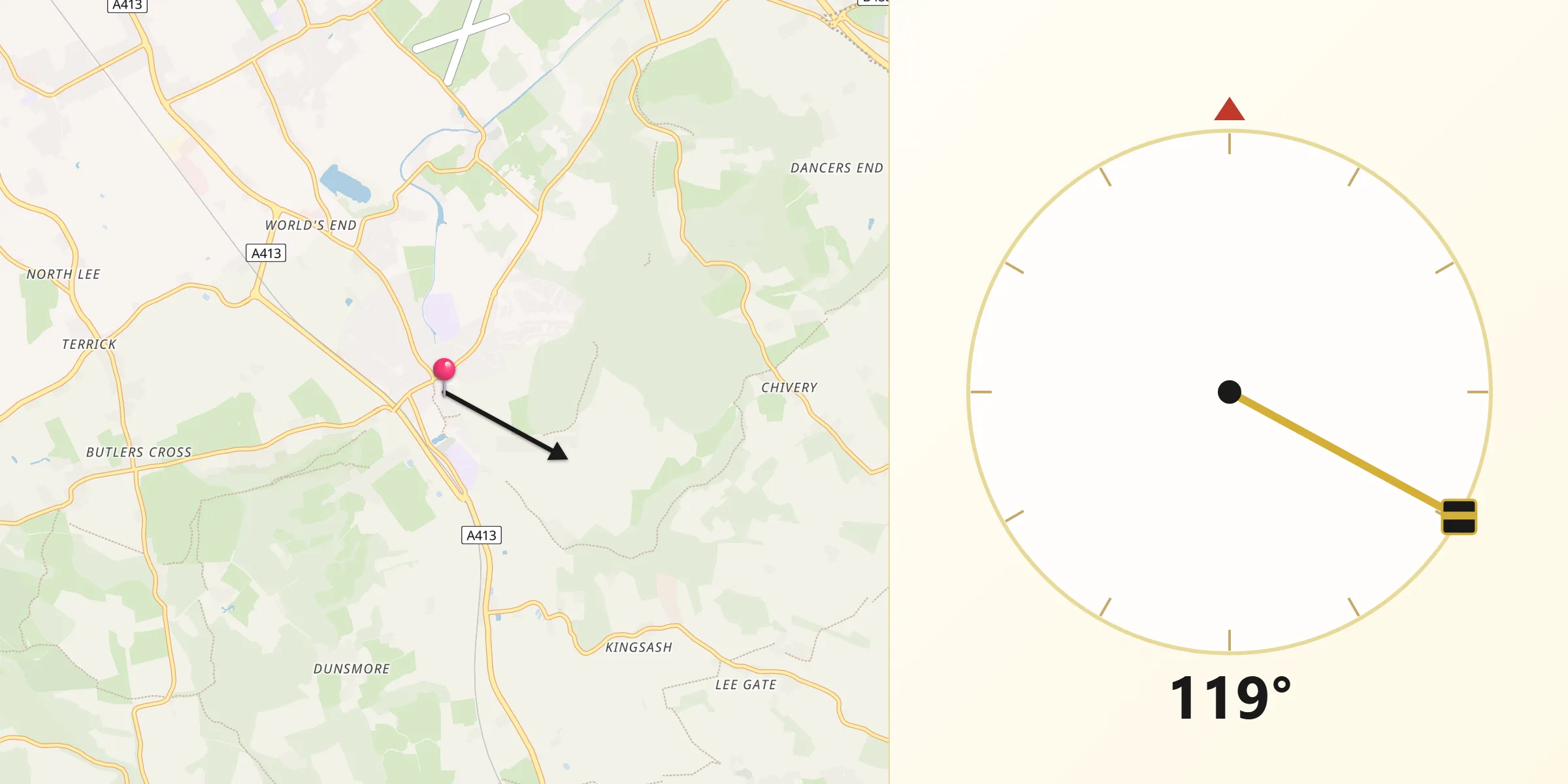 Qibla Direction from Wendover