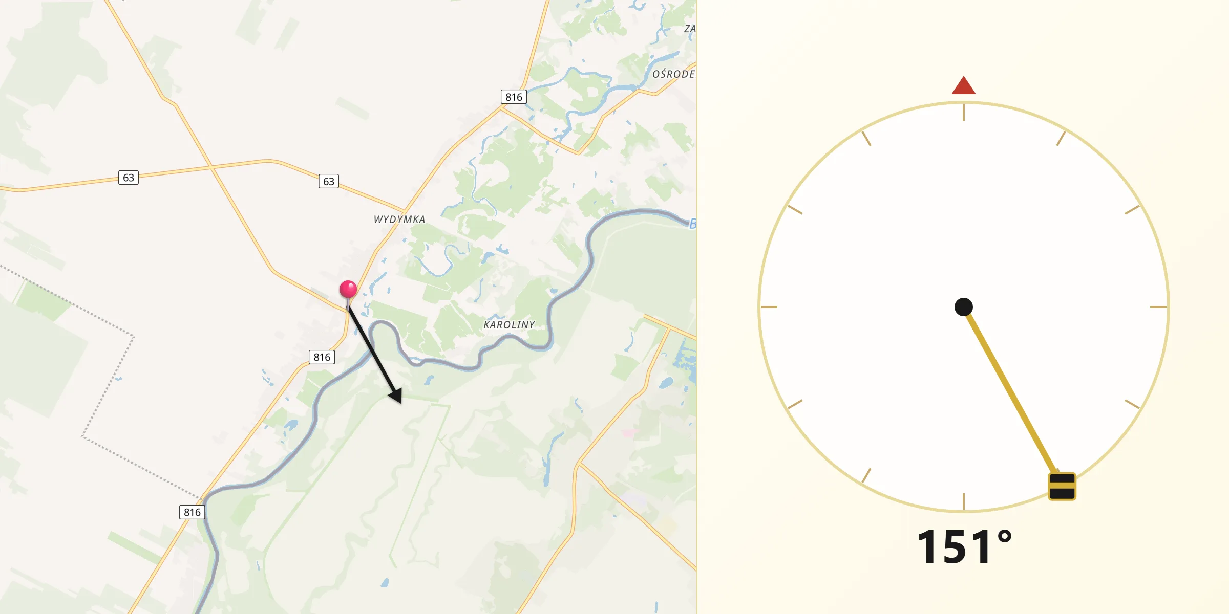 Kierunek Qibla z Sławatycze