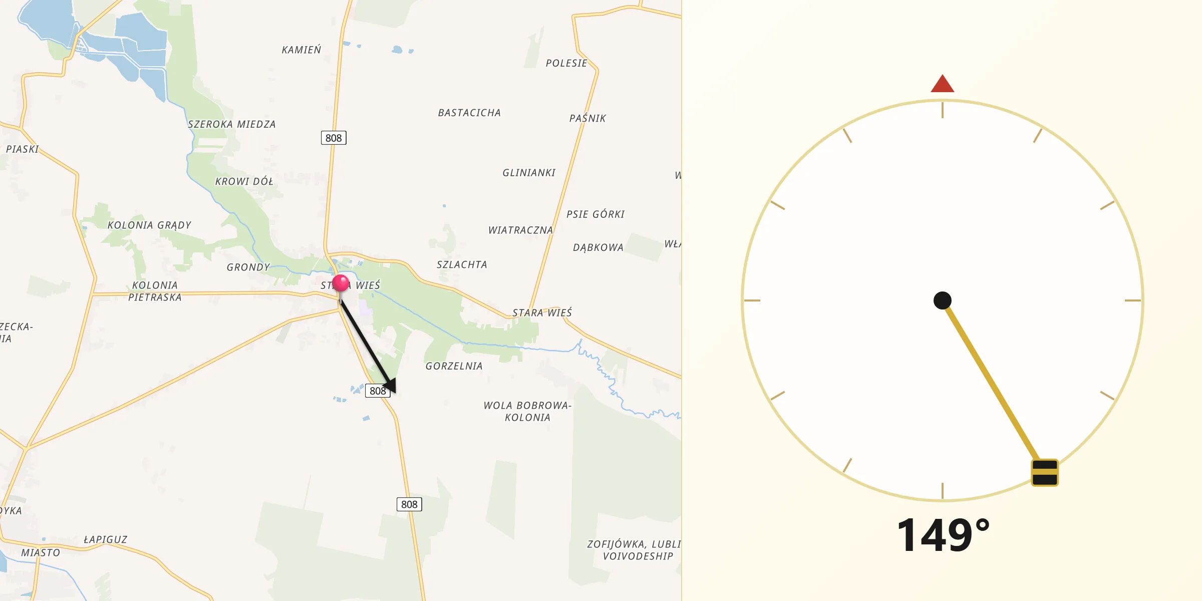 Kierunek Qibla z Wojcieszków