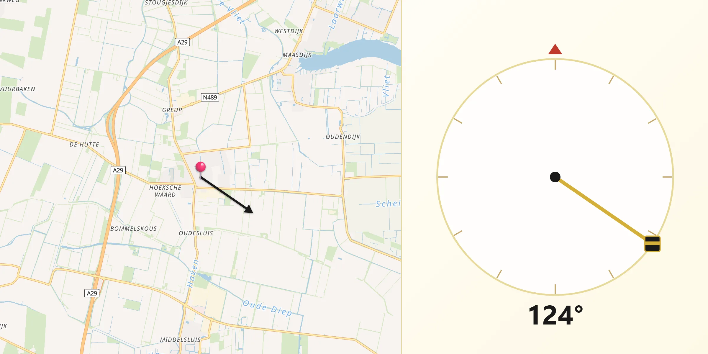 Qibla Richting vanaf Klaaswaal