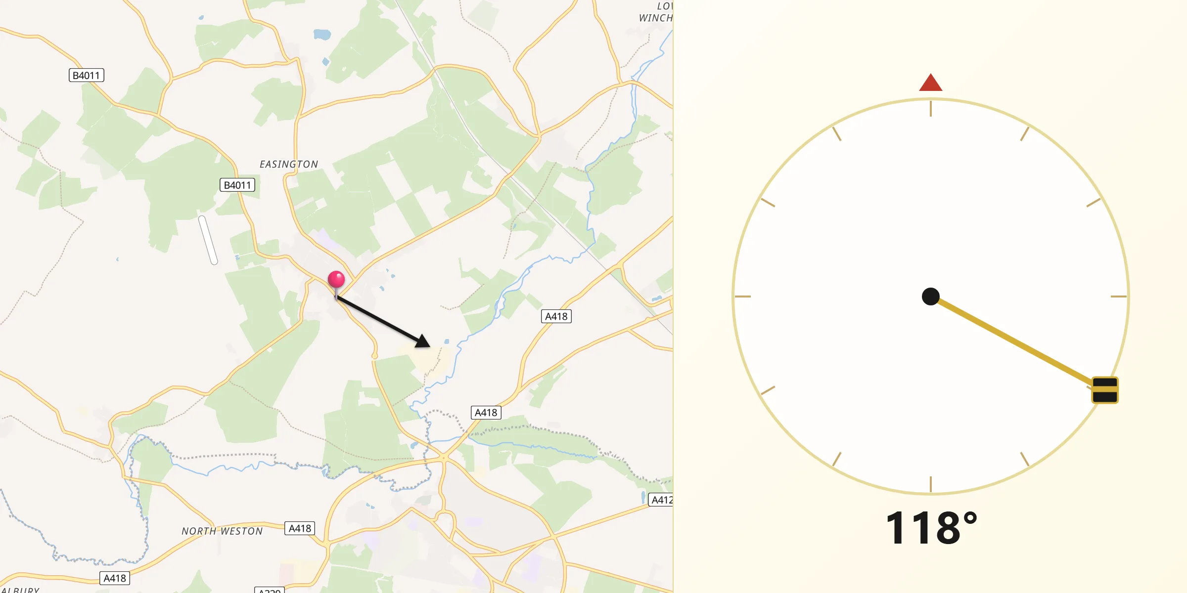 Qibla Direction from Long Crendon