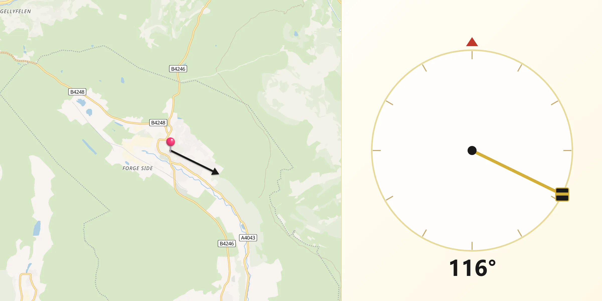 Qibla Direction from Blaenavon