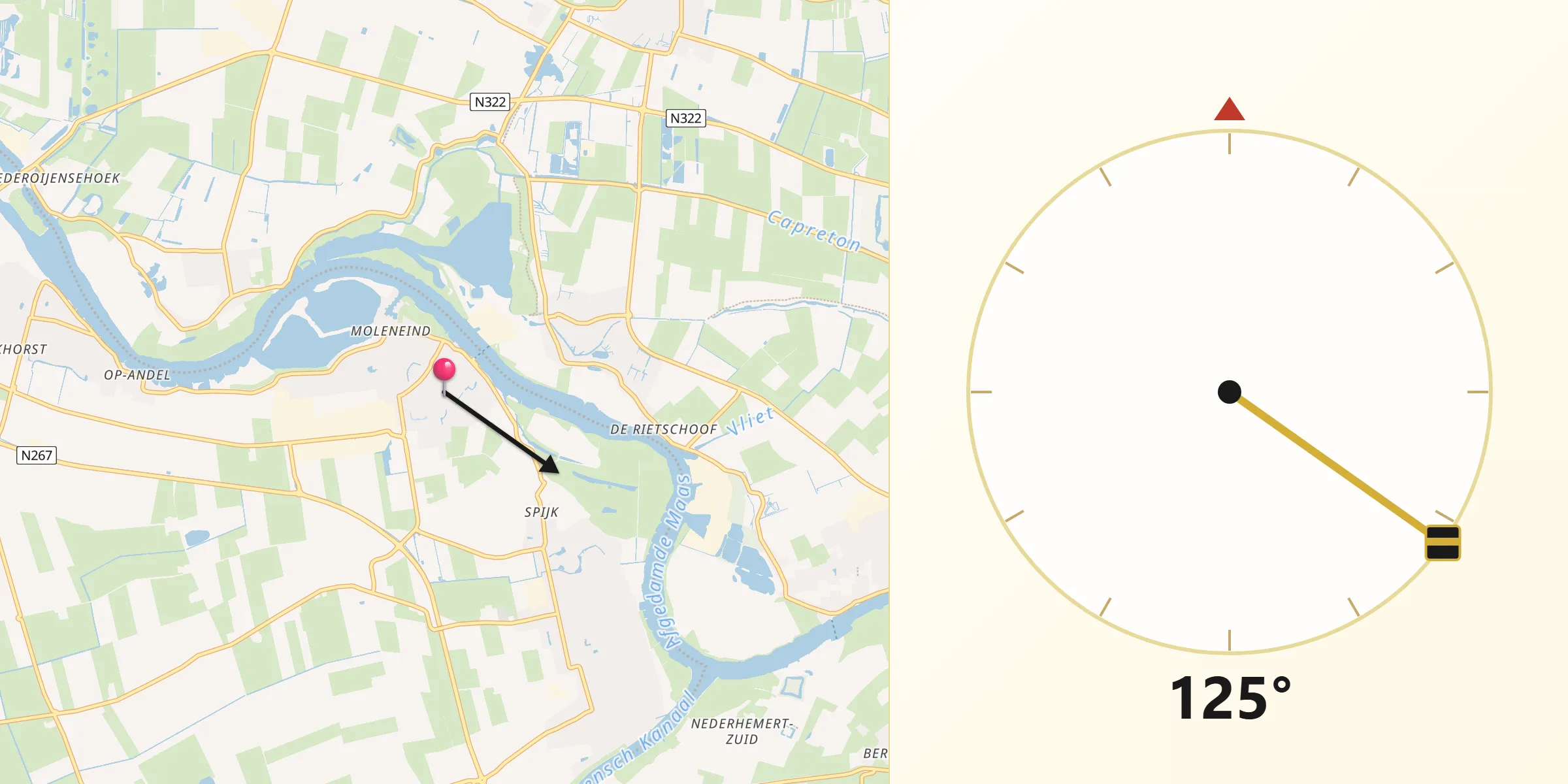 Qibla Richting vanaf Veen